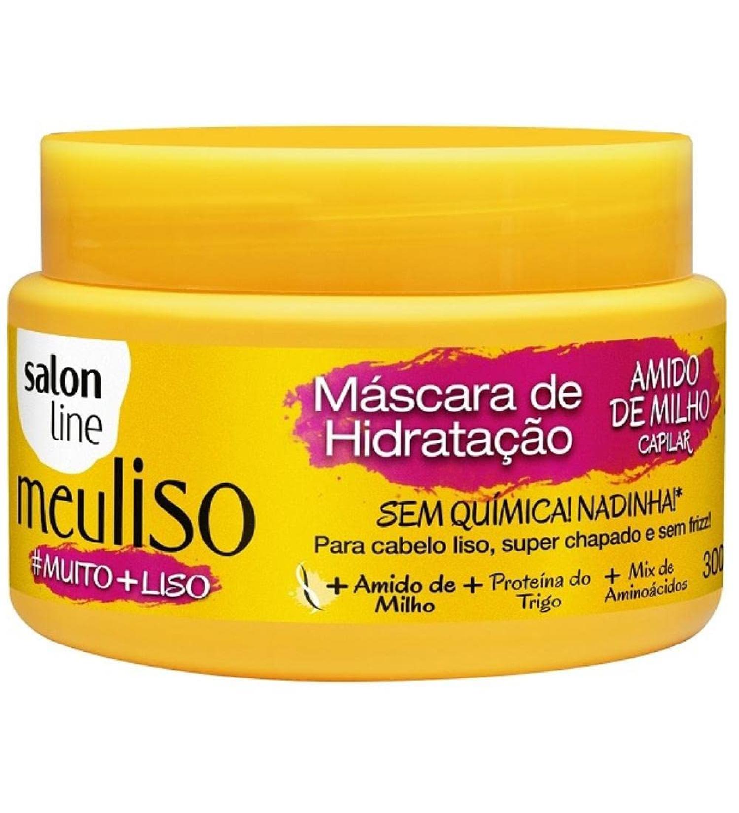 Linha Tratamento (Meu Liso) Salon Line - Mascara de Hidratacao  Sem Quimica! Nadinha!  Muito+Liso Amido de Milho Capilar 300 Gr - (No Chemistry Corn Starch Moisturizing Mask Net 10.58 Oz)