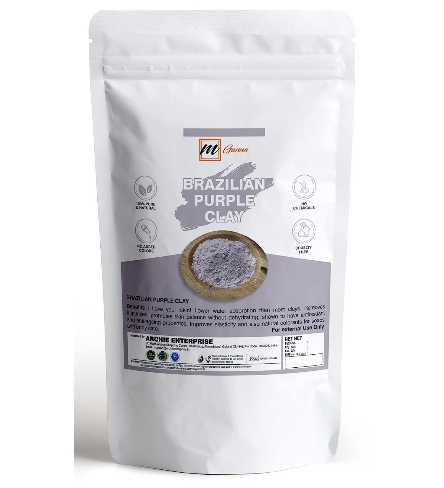 mGanna 100% Natural Brazilian Purple Clay Powder 0.22 lbs / 100 g for Anti-Ageing & Skin firming Creams and Soap Making - Buy Online on GoSupps.com
