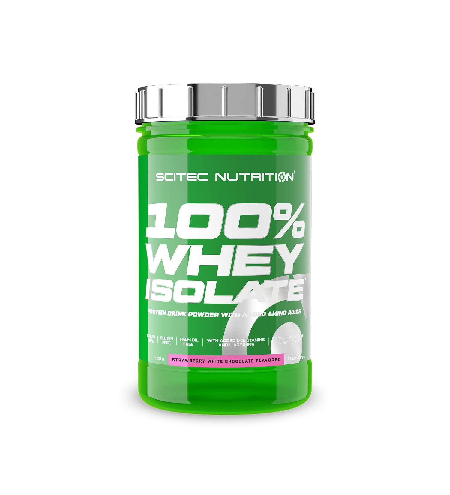 Scitec Nutrition 100% Whey Isolate - Pure Protein with BCAAs Glutamine & Arginine Sugar & Gluten-Free 700g - Strawberry & White Chocolate Flavor - Buy Online on GoSupps.com