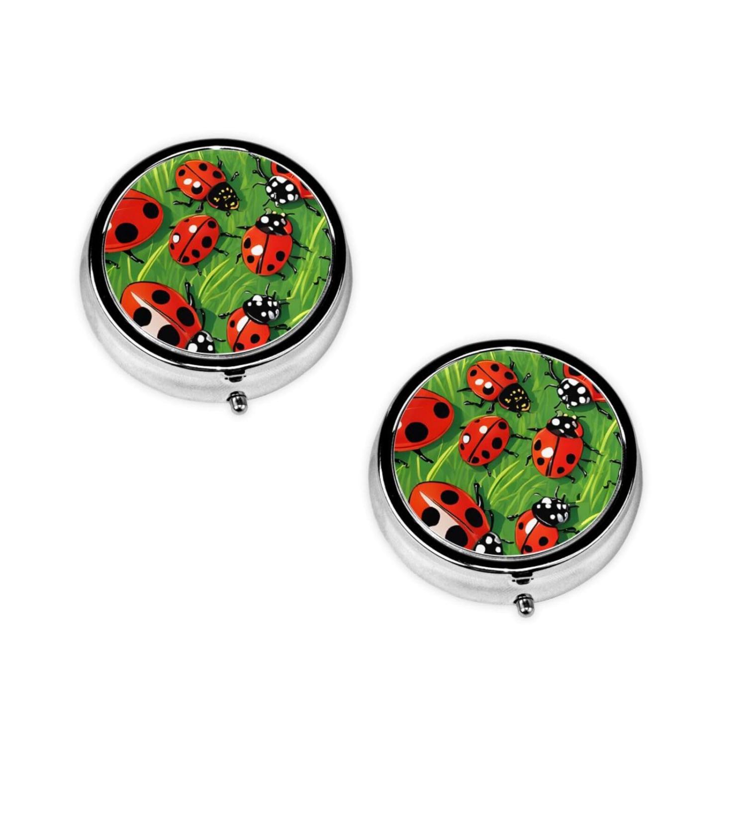 Red Ladybug Mini Pill Box - 3 Compartment Travel Organizer | Portable Medicine Case for Home & Office - Buy Online on GoSupps.com