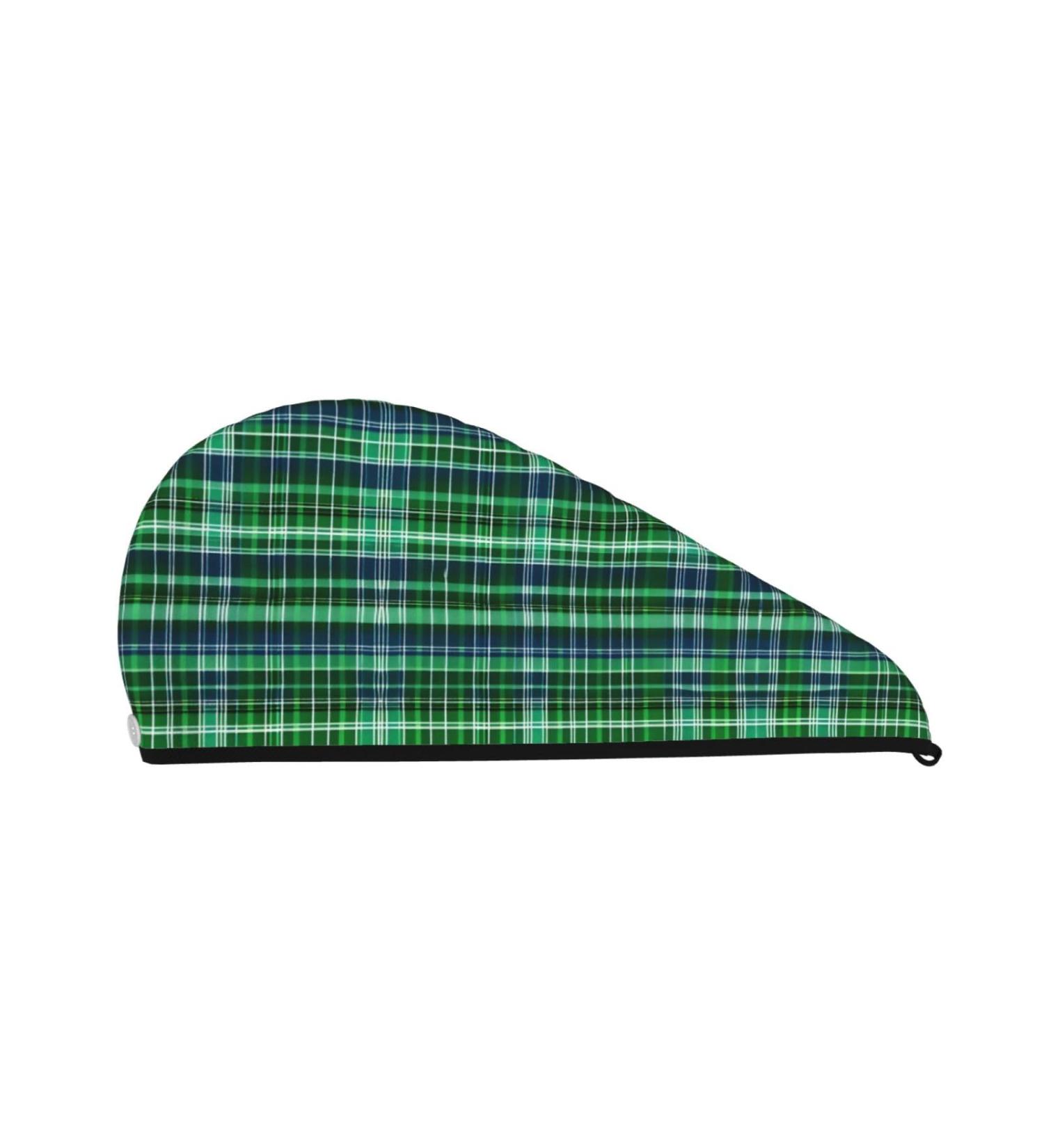 Buy Blue & Green Scottish Tartan Coral Velvet Hair Cap Towel Wrap for Women | Absorbent & Quick-Dry for Swimming & Tours - Buy Online on GoSupps.com
