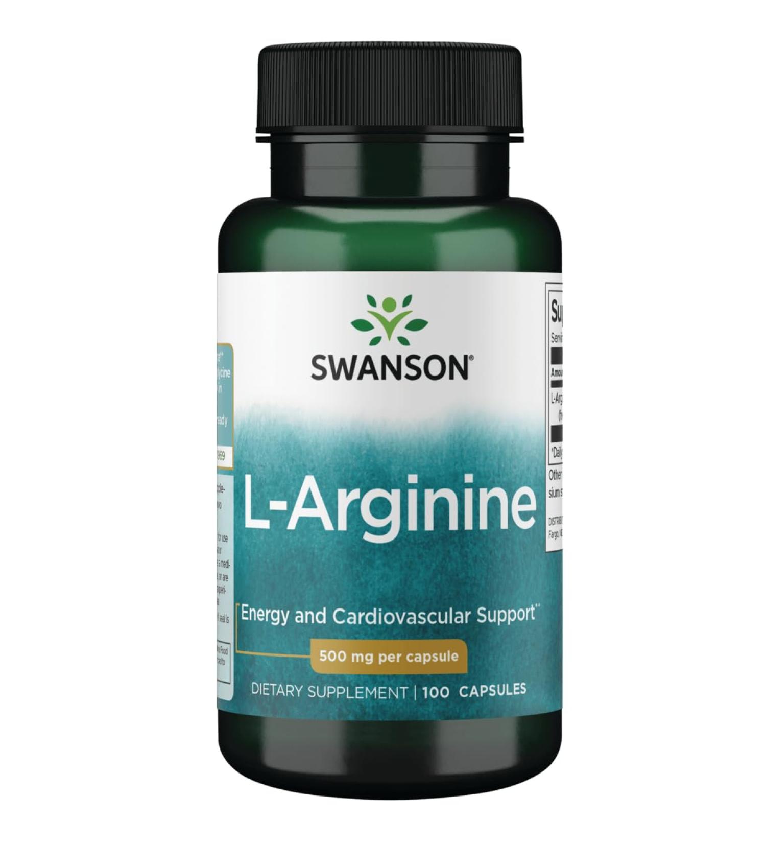 Swanson Amino Acid L-Arginine 500 Milligrams 100 Capsules - Buy Online on GoSupps.com