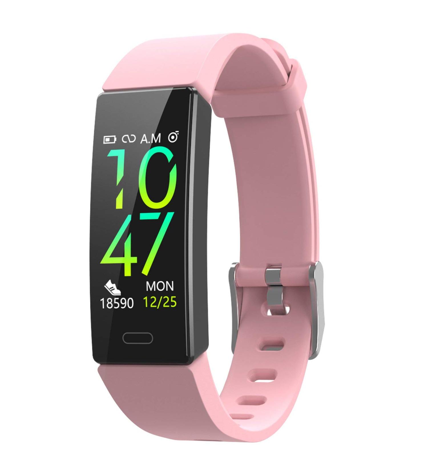 ZURURU Fitness Tracker - Blood Pressure & Heart Rate Monitor - Waterproof Activity Watch - Pink - Buy Online on GoSupps.com