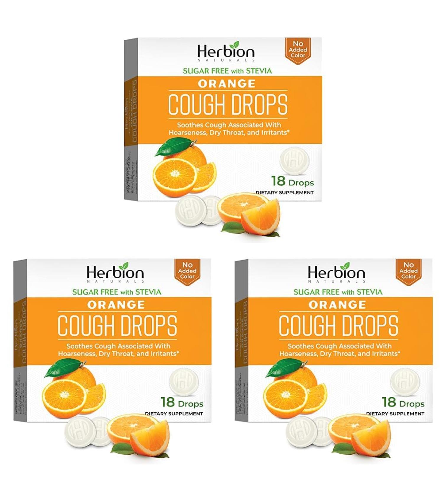 Herbion Naturals Sugar Free Cough Drops with Natural Orange Flavor Natural Orange (Pack of 3) 18 Count - Buy Online on GoSupps.com