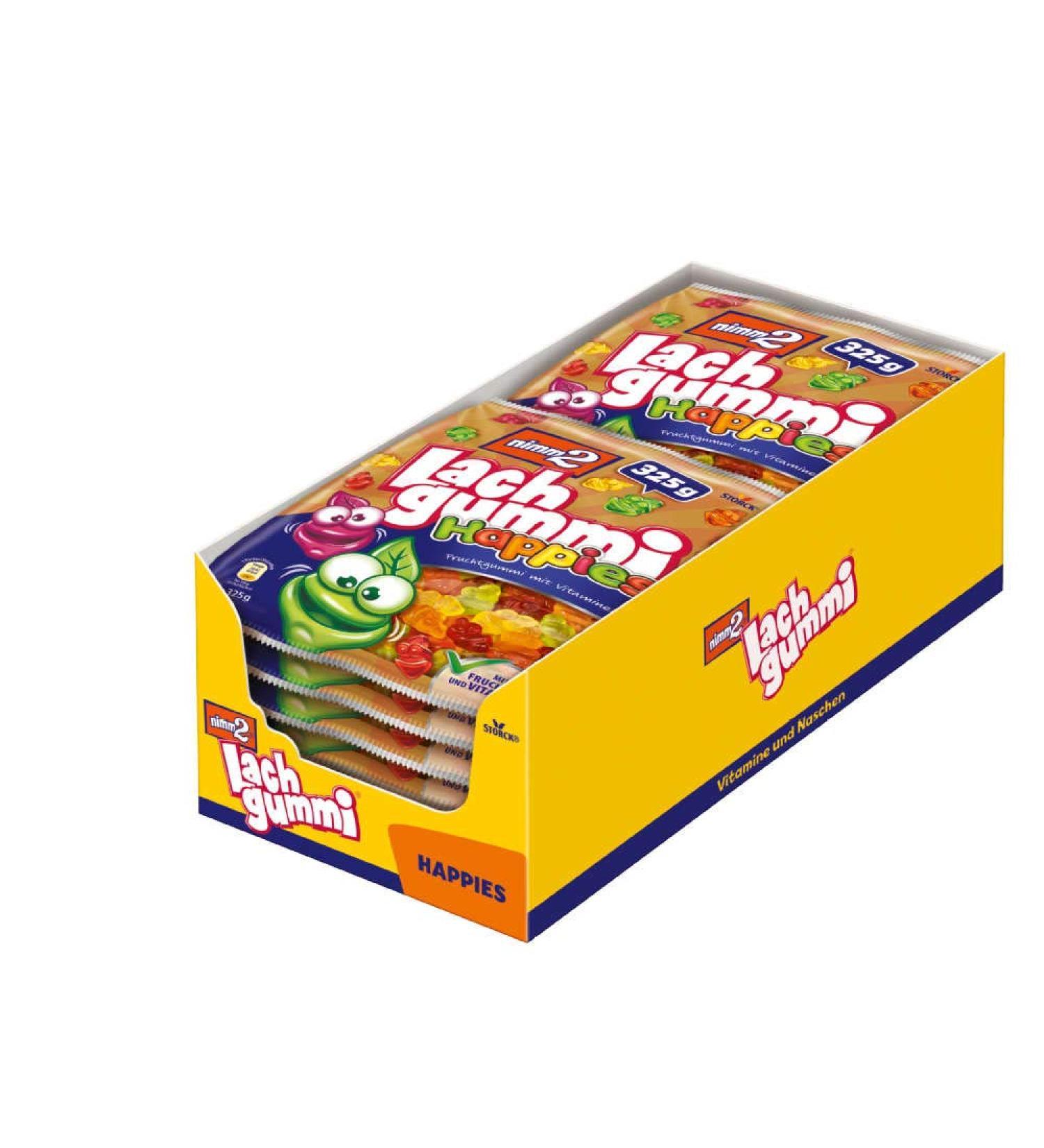 nimm2 Lachgummi Happies - 12 x 325g Fruit Gum with Juice & Vitamins | Shop Internationally - Buy Online on GoSupps.com