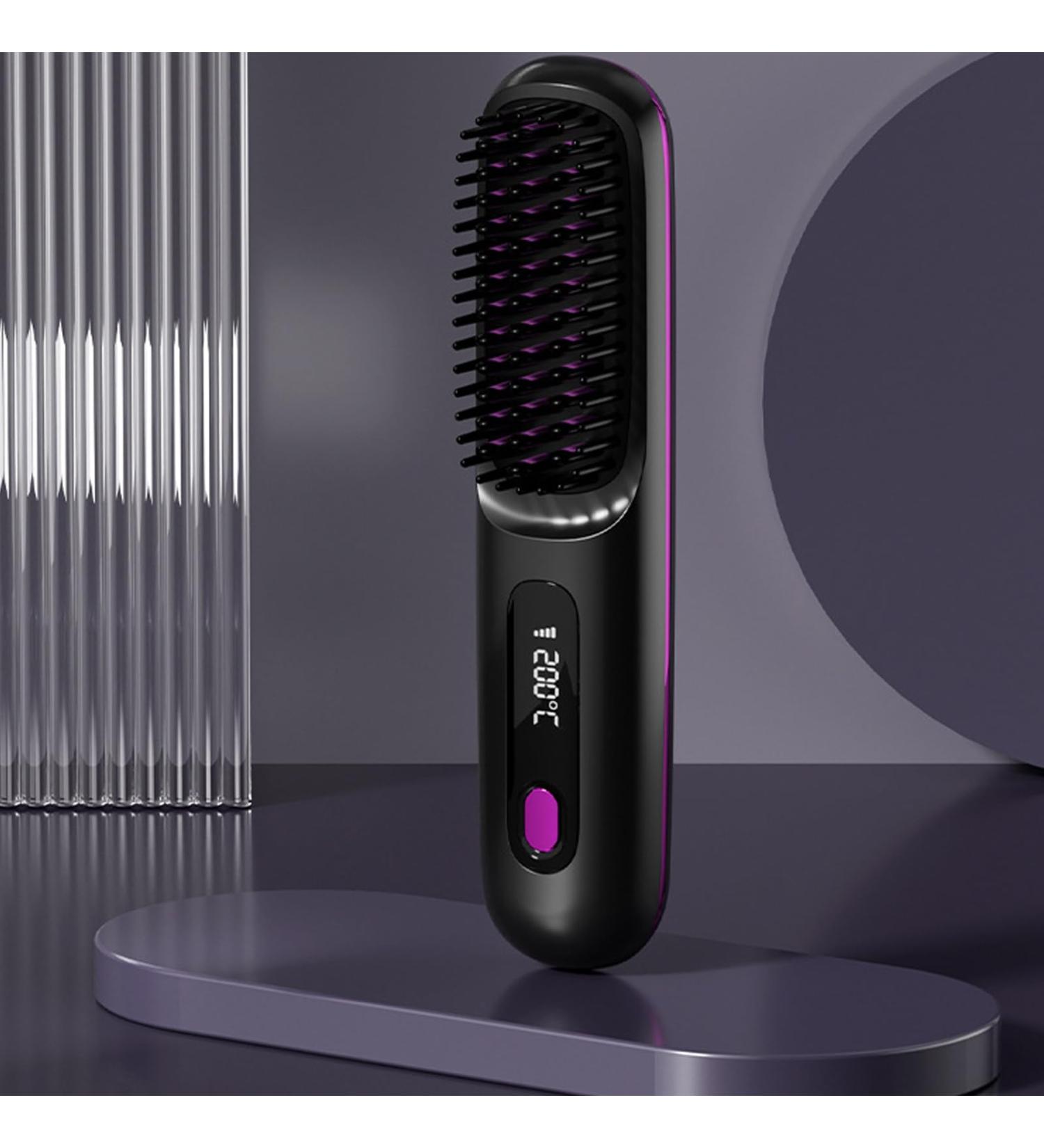 Buy Cordless Ceramic Electric Hair Straightener - Wireless LCD Hot Comb USB Rechargeable Negative Ion Hair Brush - Portable & Stylish - Buy Online on GoSupps.com