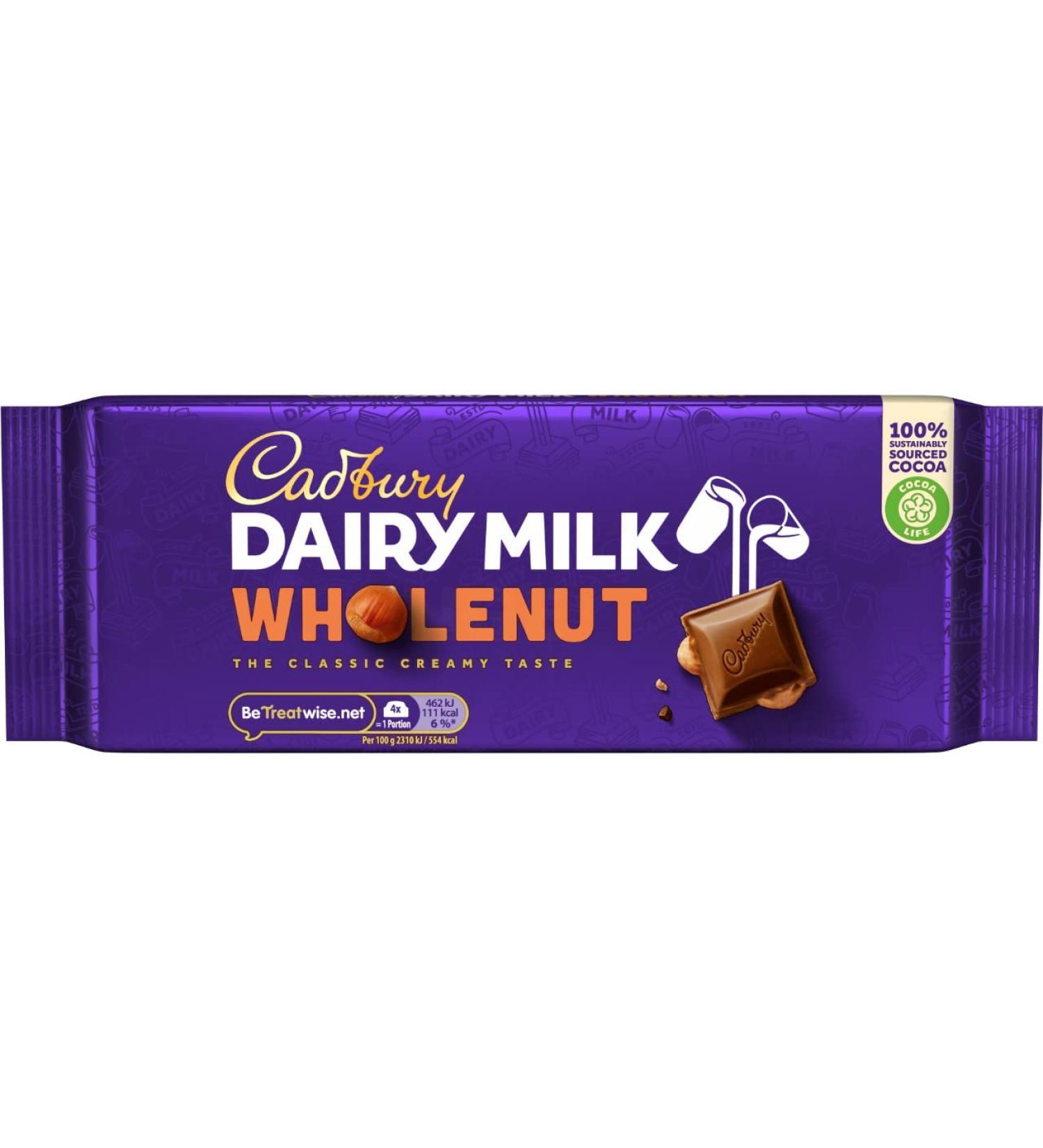 Cadbury Dairy Milk Whole Nut Chocolate Bar 200g - Pack of 1 - Buy Online on GoSupps.com
