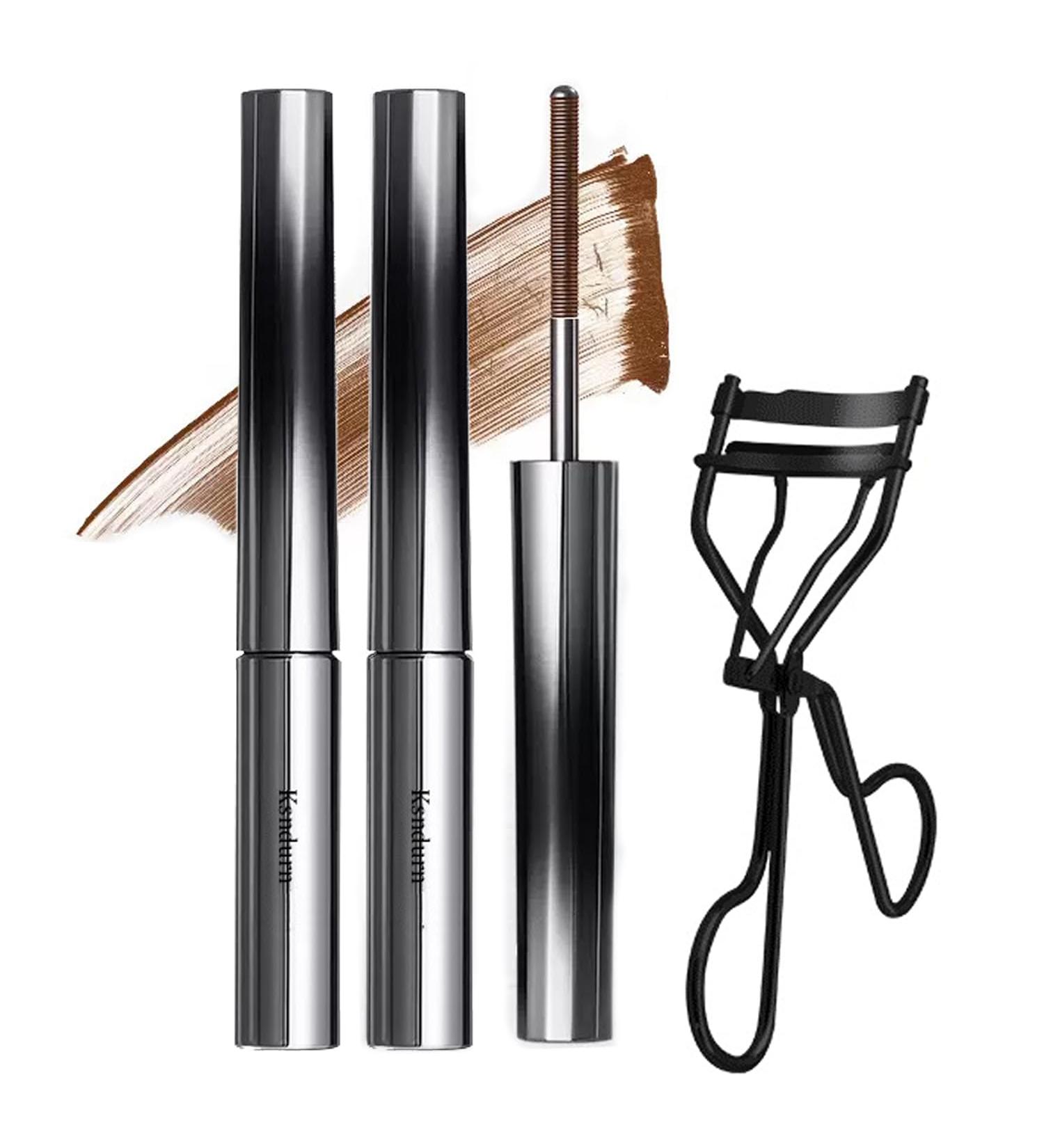 2Pcs Judy Doll Mascara Ksndurn Metal Mascara 3D Curling Eyelash Iron Mascara Eyelash Curler - Water Proof Smudge Proof Long Lasting (Brown) - Buy Online on GoSupps.com