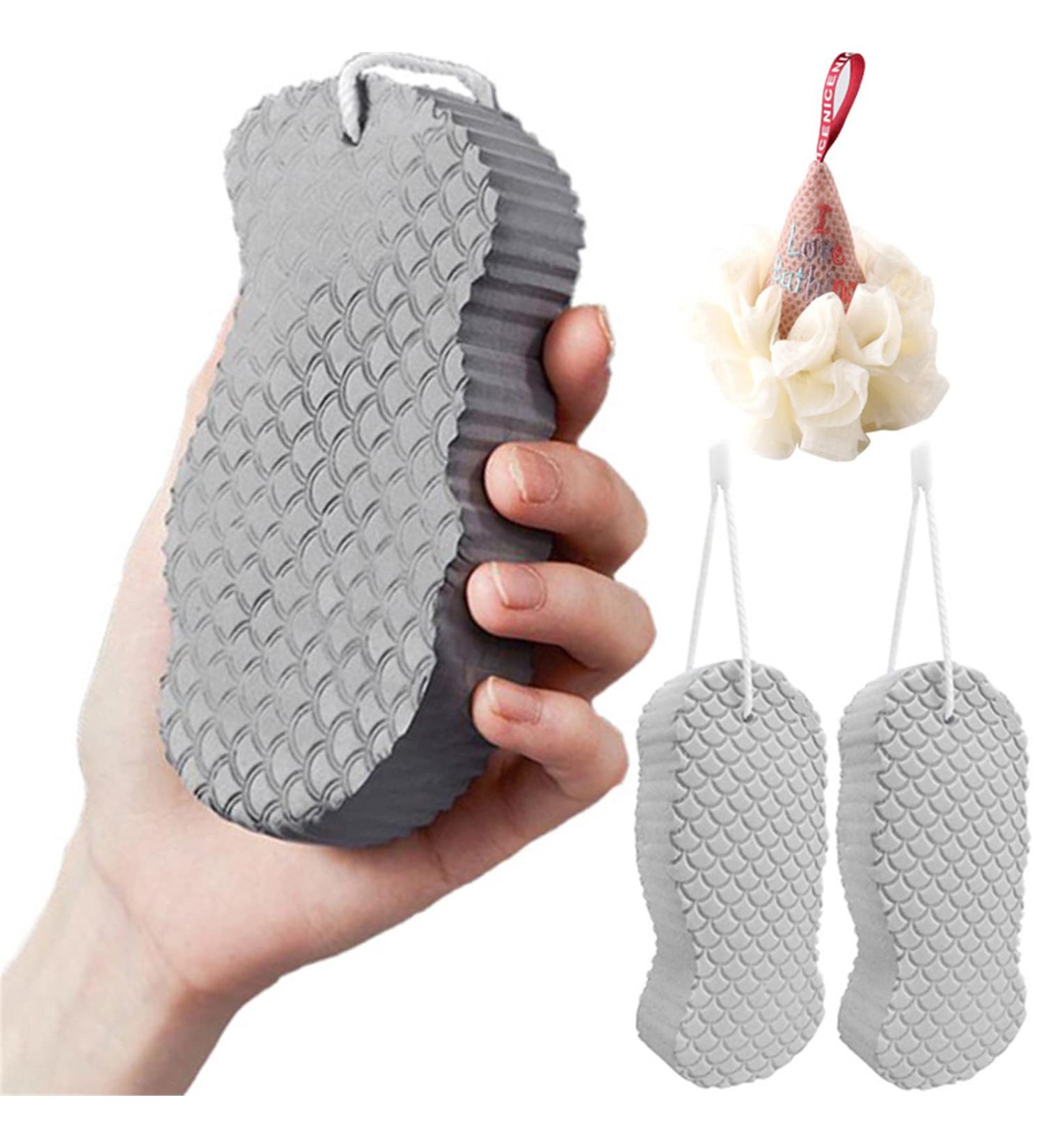 MLSMILE Homezo Exfoliating Sponge - Super Soft Magic Bath Sponge for Shower Exfoliation - Dead Skin Remover for Women and Men - Grey - Buy Online on GoSupps.com