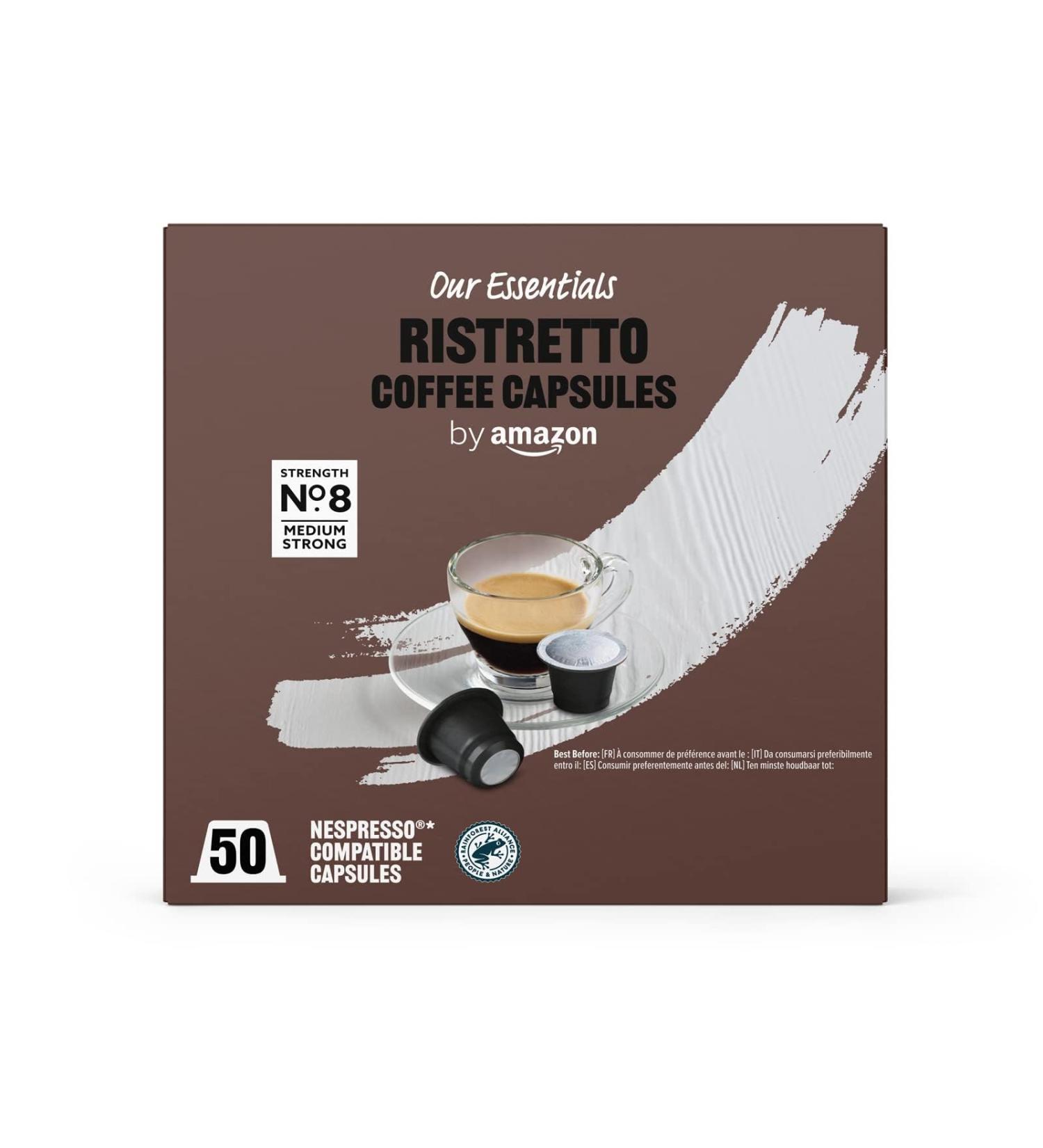 Amazon Ristretto Coffee Capsules - Nespresso Compatible 50 Count - 85% Arabica 15% Robusta - Rich Ristretto Flavor - Pack of 1 - Buy Online on GoSupps.com