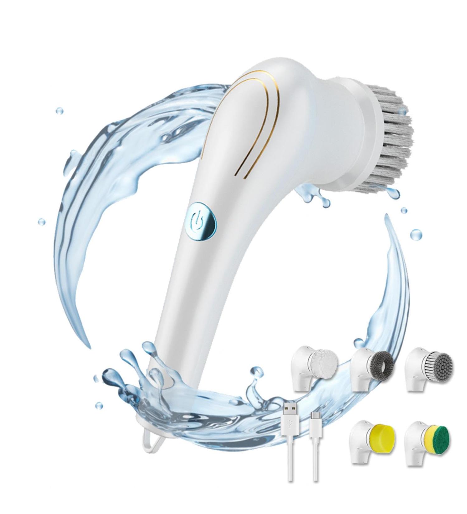 Portable Hand Scrubber with 5 Changing Heads Cleaning Brush Electric USB Charging 360 Vibration Cleaning Cleaning Spin Brush for Cleaning Tile Floor Window - Buy Online on GoSupps.com