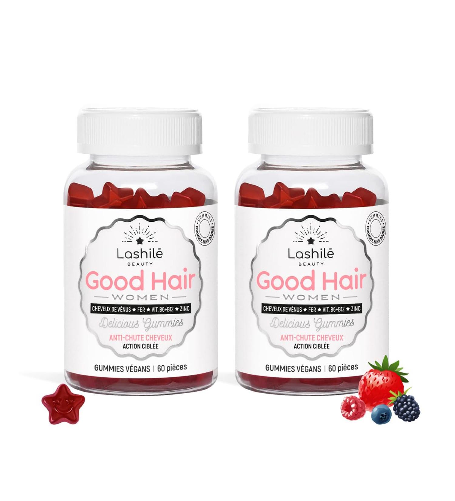 Lashil Beauty - Good Hair Women - Food Supplements - Anti-Hair Loss - Made in France - Venus Hair Biotin Iron Zinc MSM Vitamin B6 B12-120 Gummies - Buy Online on GoSupps.com