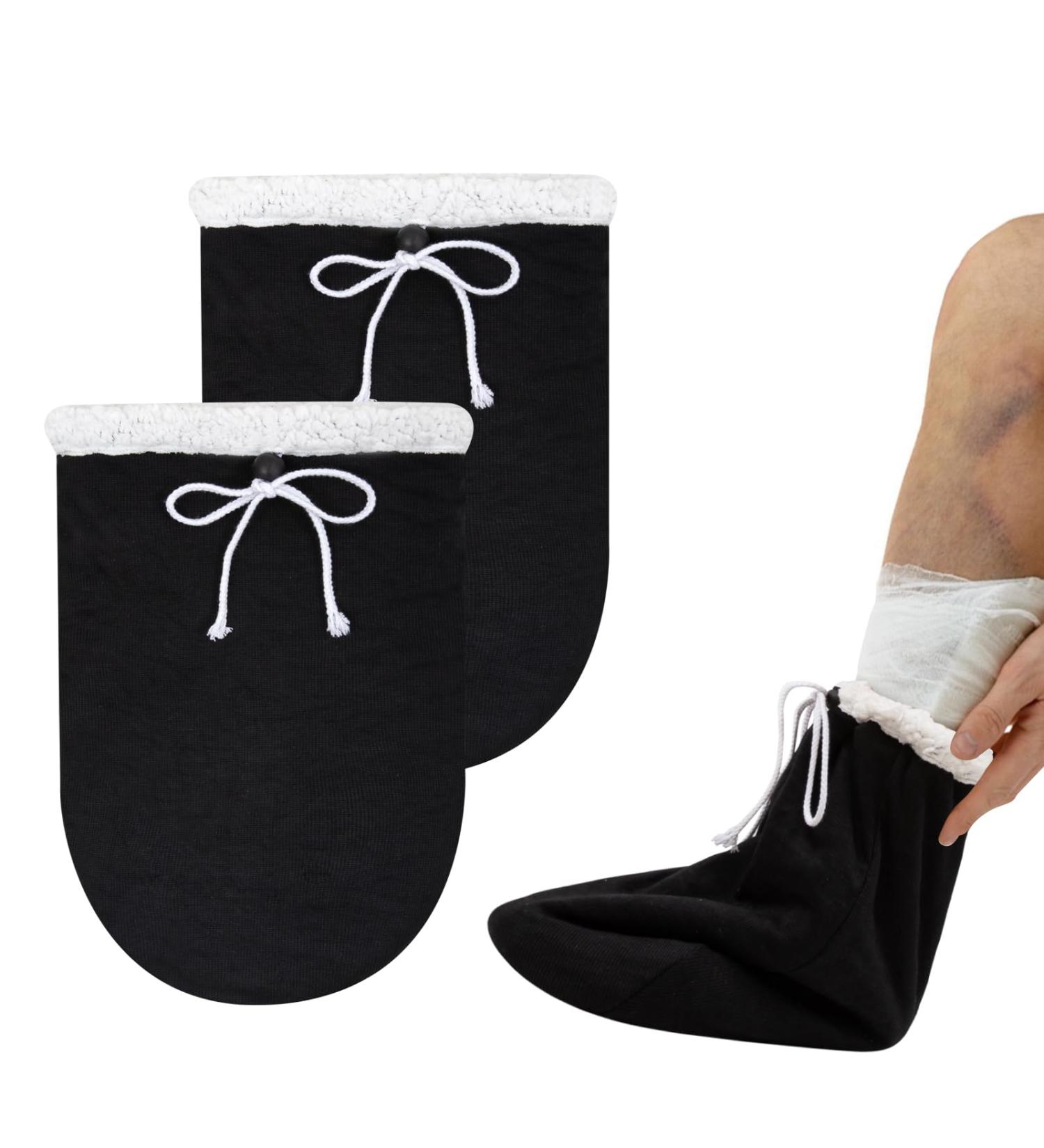 2pcs Cast Sock Over Leg Cast Toe Protector - Adjustable Drawstring Foot Warmer for Ankle, Leg, and Foot Casts - Men Women - Buy Online on GoSupps.com