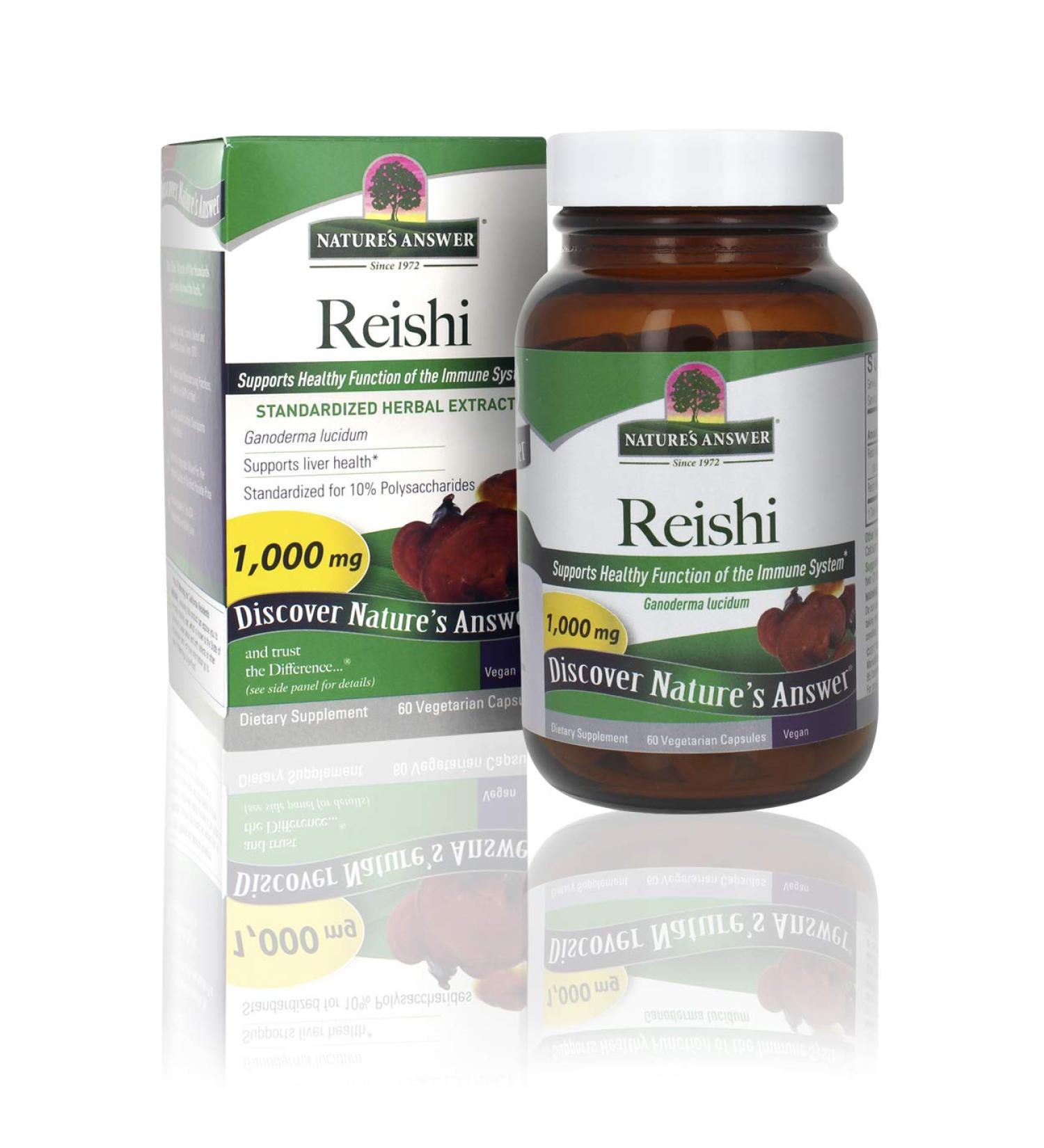 Nature's Answer Reishi 1000 mg - 60 Vegetarian Capsules for Immune Support - Buy Online on GoSupps.com