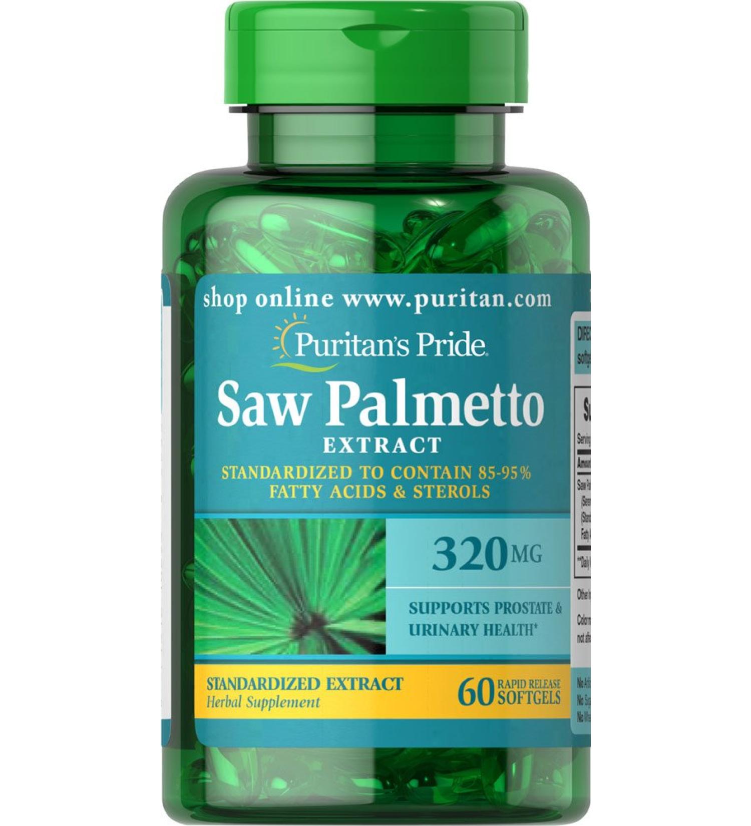 Puritan's Pride Saw Palmetto Standardized Extract 320 mg-60 Softgels (293)