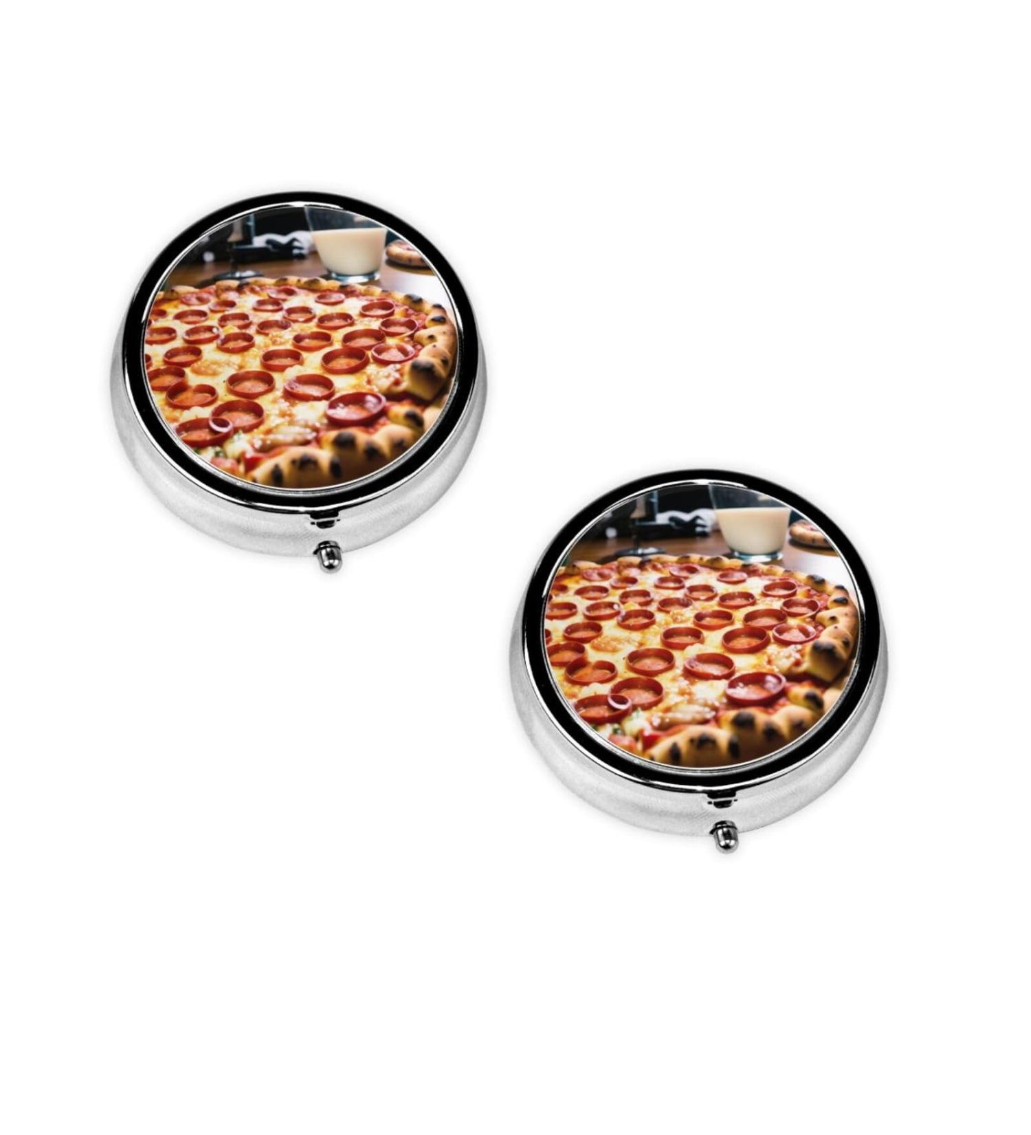 Buy Big Pizza Printed Mini Round Pill Box | 3 Compartment Portable Pill Organizer for Travel & Home Use | Multi-functional Medicine Pill Case - Buy Online on GoSupps.com