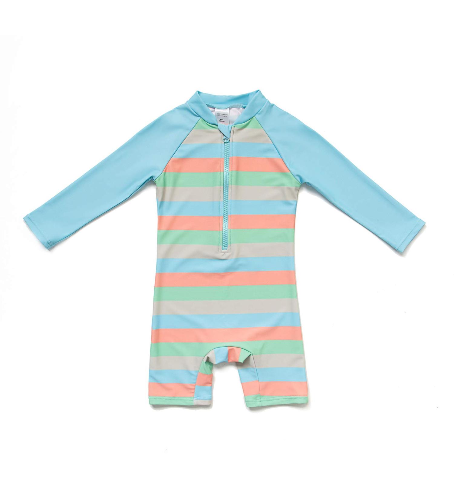Bonverano Baby Boys Swimsuit/Sunsuit UPF 50+ Sun Protection with Sun Hat - 18 Months (Blue Stripes) - Buy Online on GoSupps.com
