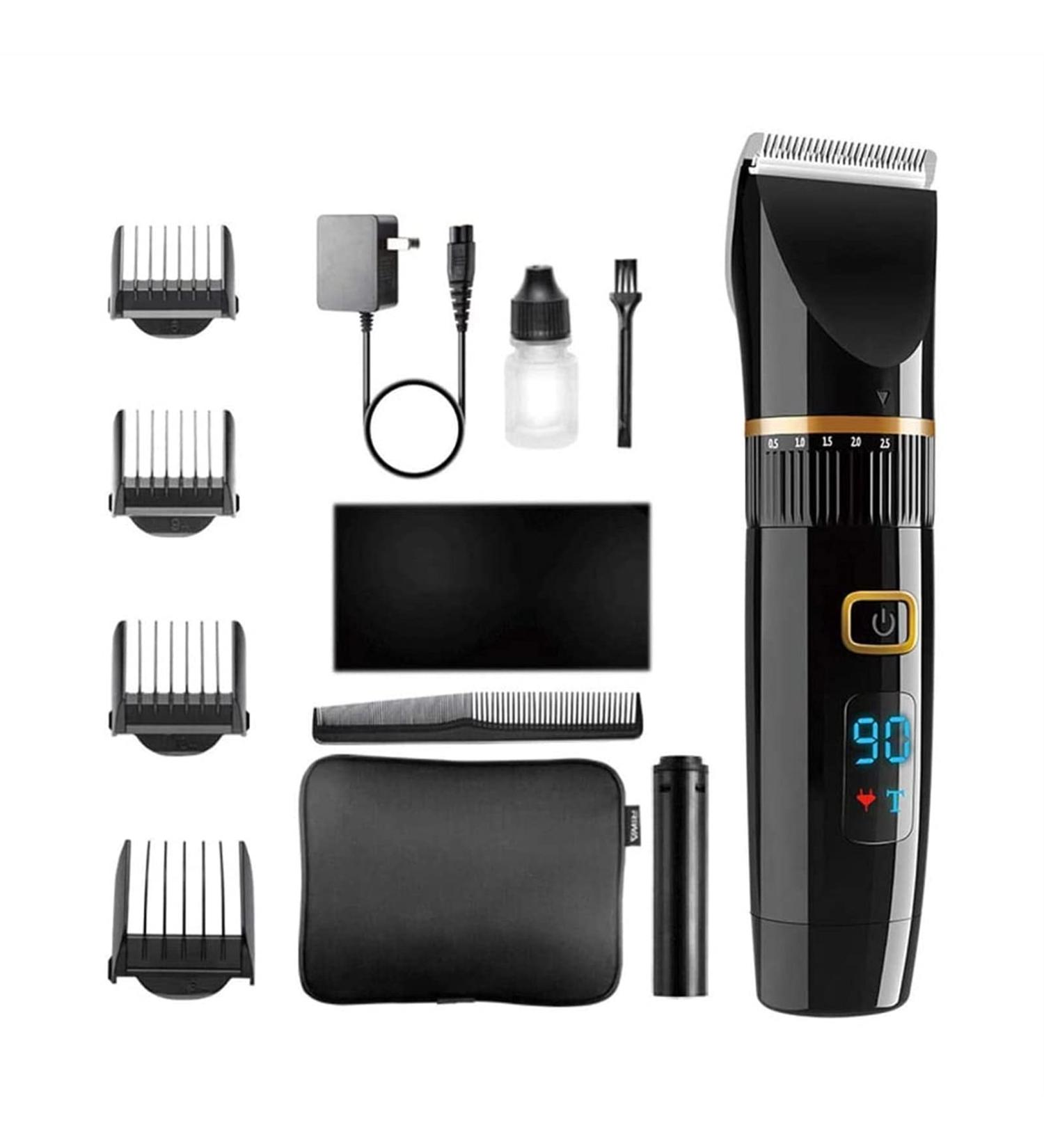 Professional Hair Clippers - Rechargeable Cordless Hair & Beard Trimmer Kit - Titanium & Ceramic Blades Waterproof 5-Speed Adjustable Includes Barber Cape & Travel Bag - Buy Online on GoSupps.com