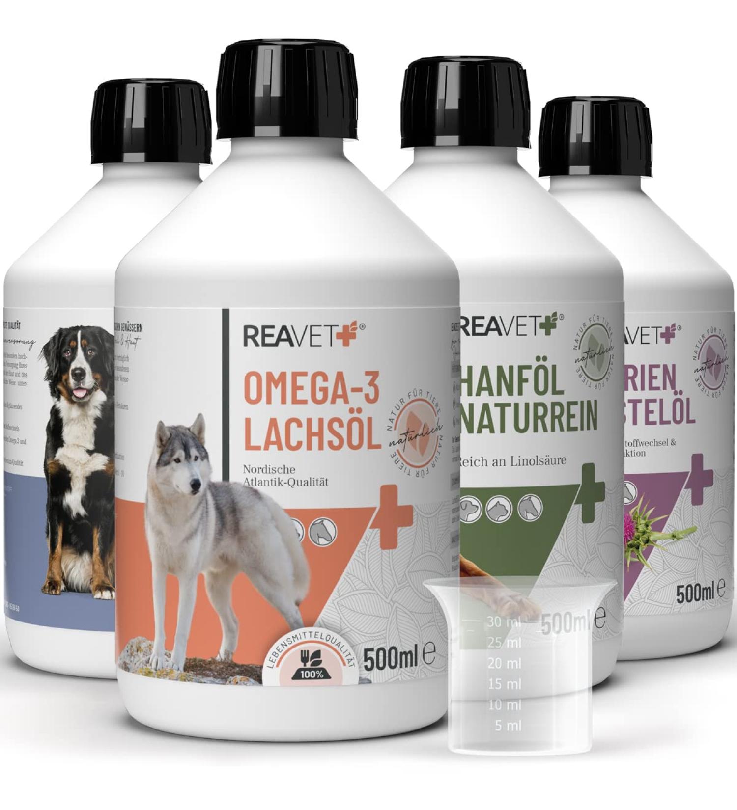 Reavet High-Quality BARF Feed Oil for Dogs - 4 Varieties x 500ml | Species-Appropriate Nutrition - Buy Online on GoSupps.com