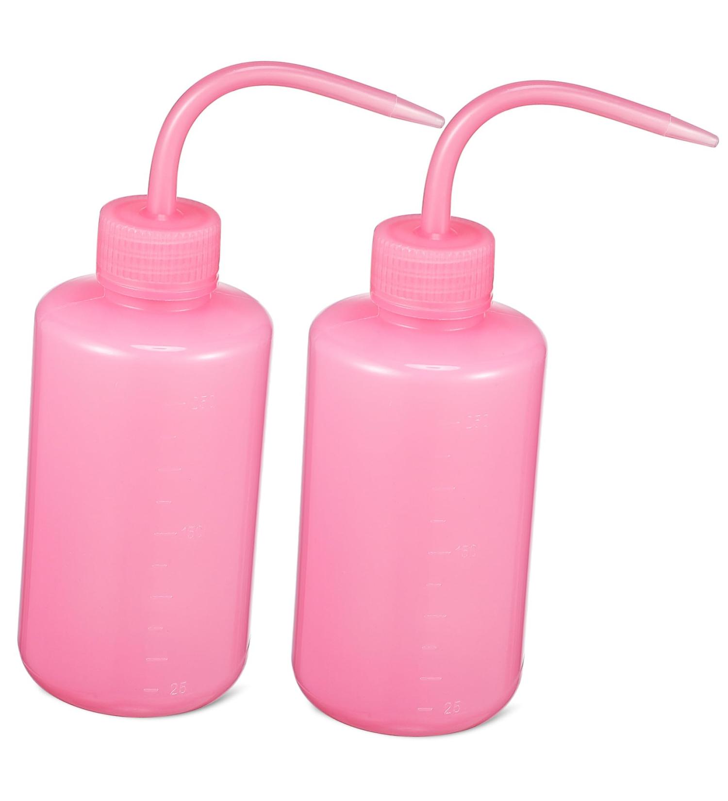 Safety Wash Bottle Set - 2pcs 250ml Eyelash & Dreadlock Cleaning Bottles | Pink Squeeze Water Bottle for Hair & Lab Use - Buy Online on GoSupps.com