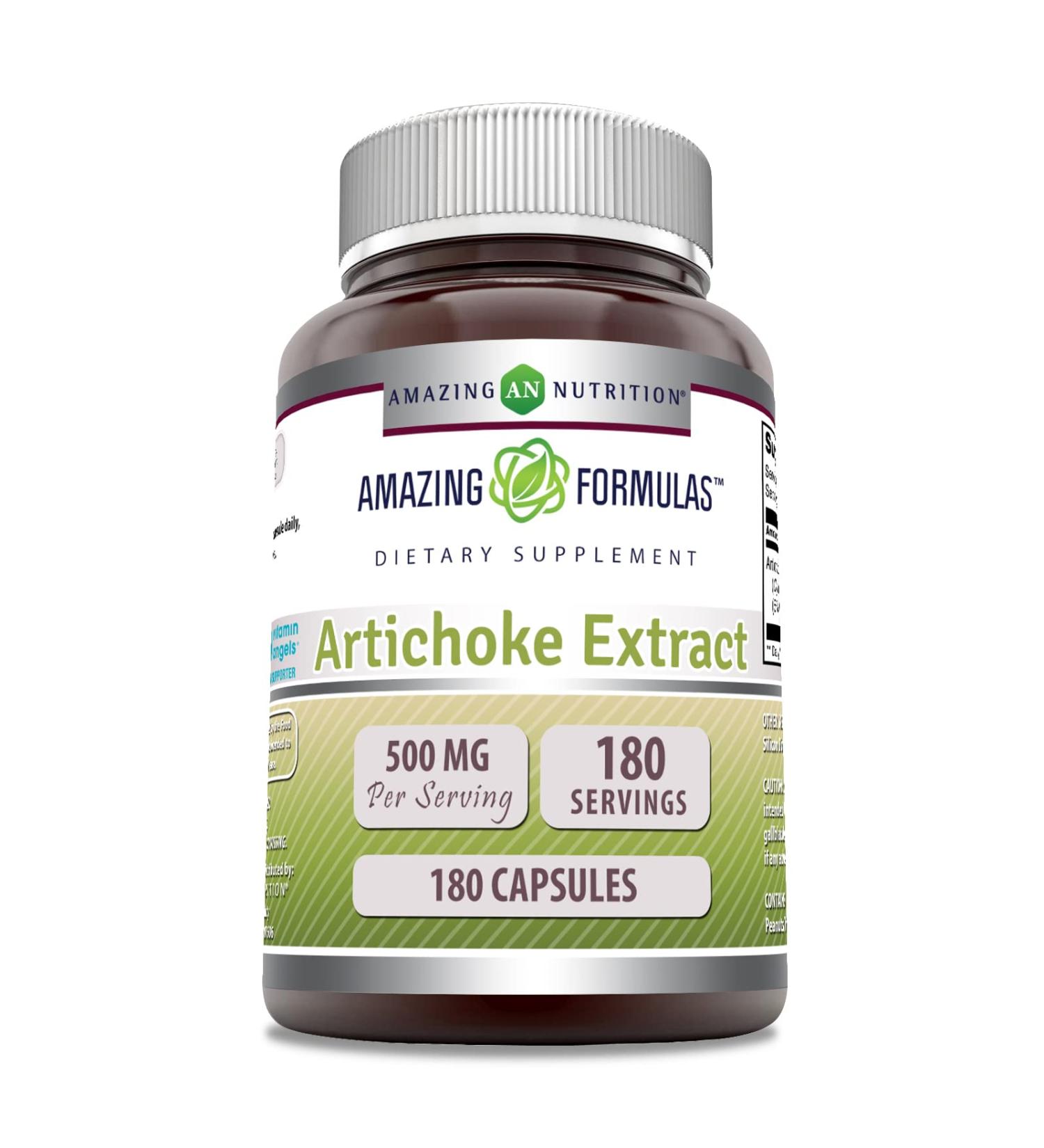 Amazing Formulas Artichoke Extract 500mg 180 Capsules - Non-GMO, Gluten Free | Cynara Scolymus Leaf Supplement | Made in USA - Buy Online on GoSupps.com