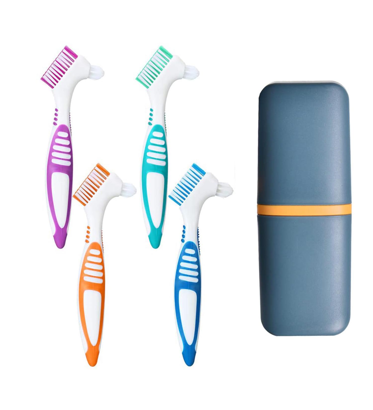 4-Piece Hard Prosthesis Brush Set with Portable Bag | Dual-Sided Multi-Layered Care for Prostheses - Buy Online on GoSupps.com