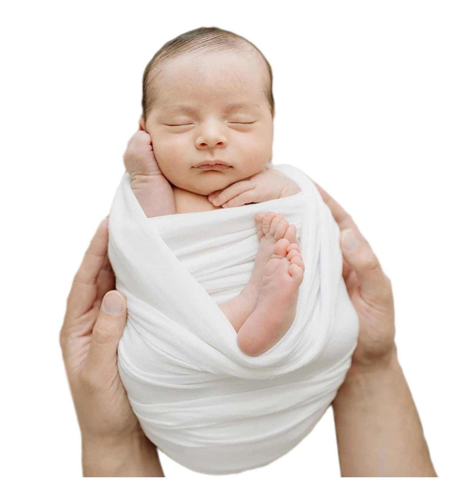 Newborn Photography Props Swaddle Wraps for Baby Boys Girls Baby Photo Props Shoot Stretch Blanket White - Buy Online on GoSupps.com