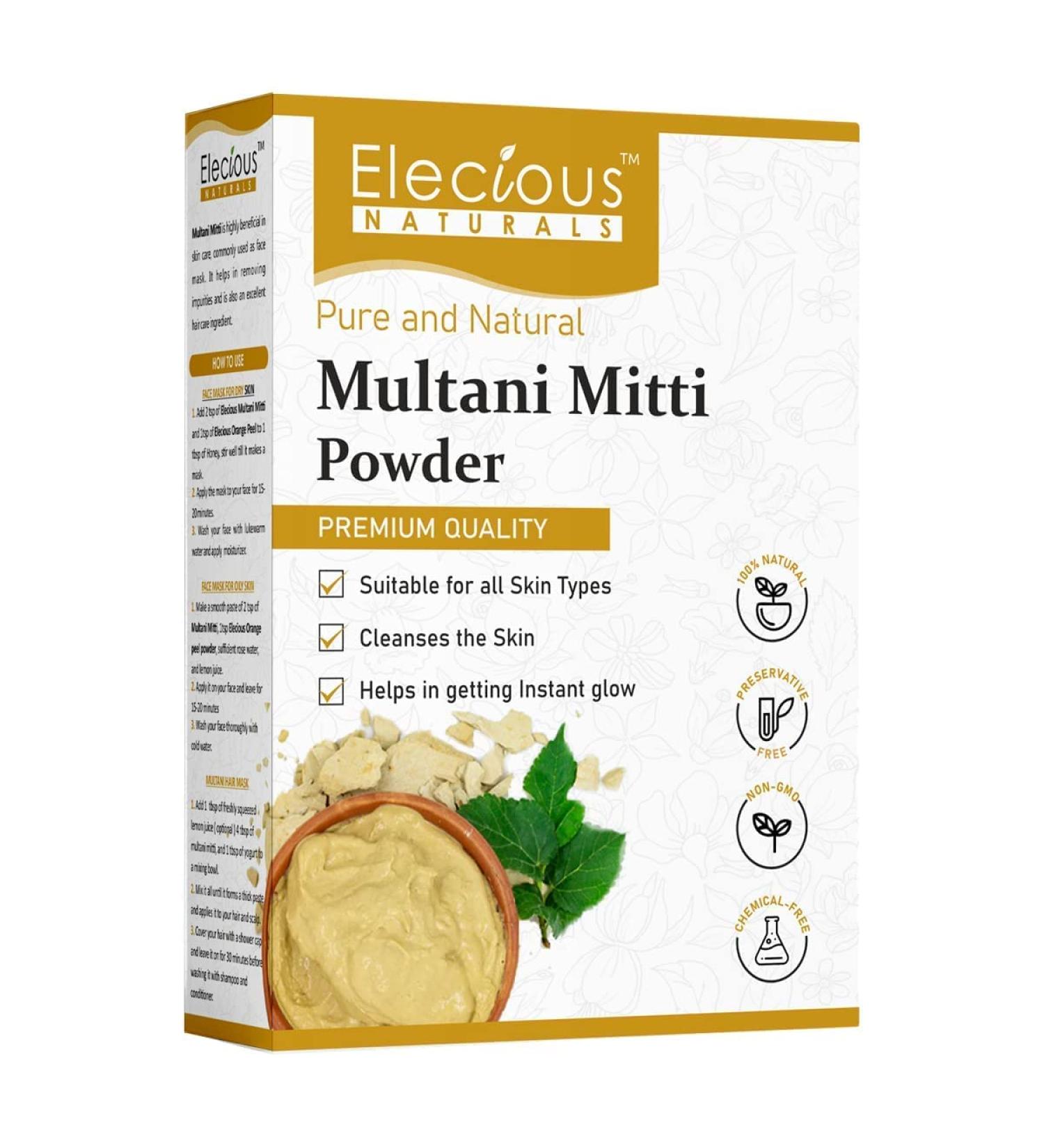QURA QURA 100% Natural Multani Mitti Face Powder | Fuller's Earth Bentonite Clay (200 grams)