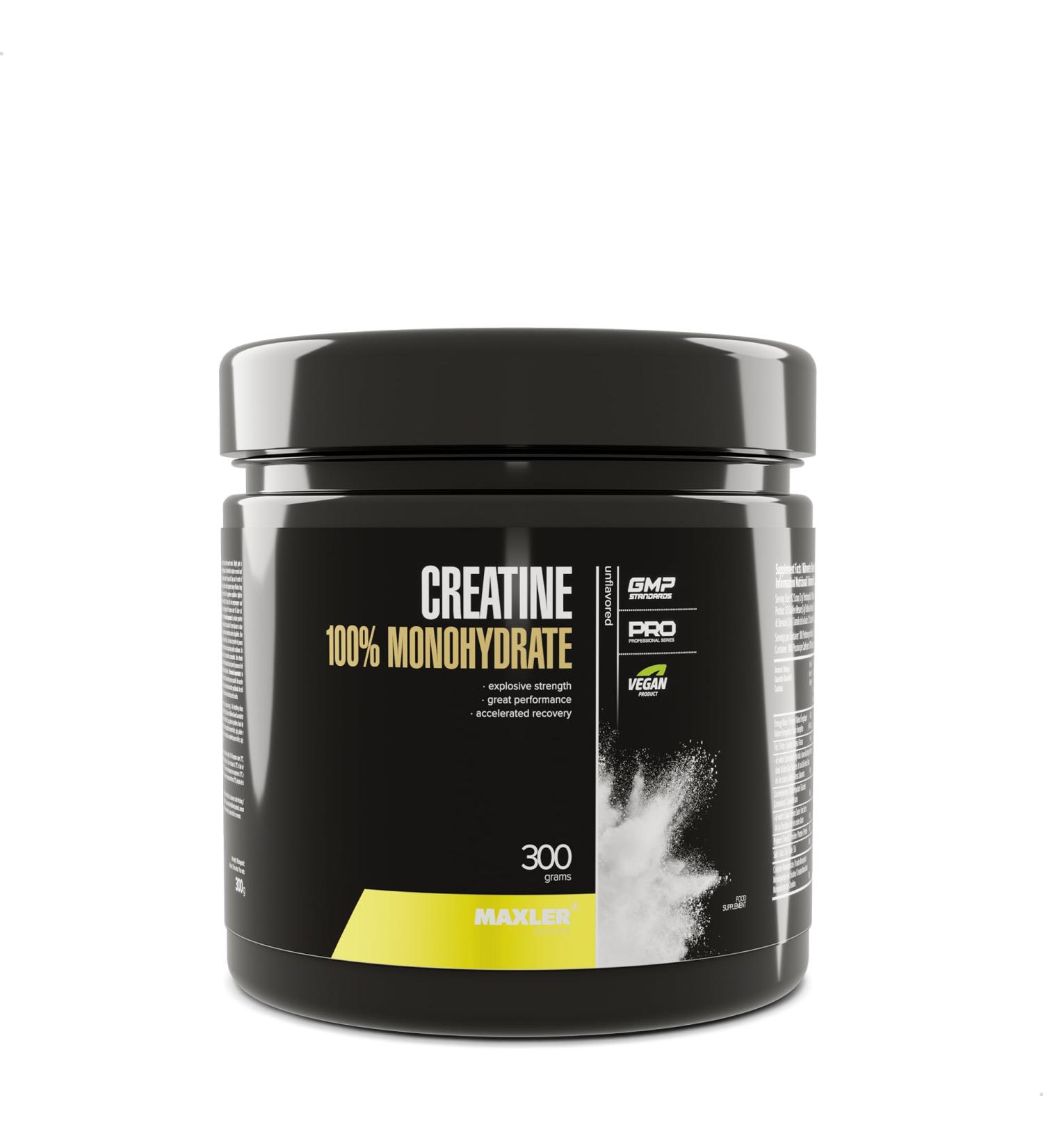 Maxler 100% Creatine Monohydrate 300g - Vegan Tasteless 100 Portions for Muscle Building - Pure Additive-Free Creatine - Buy Online on GoSupps.com