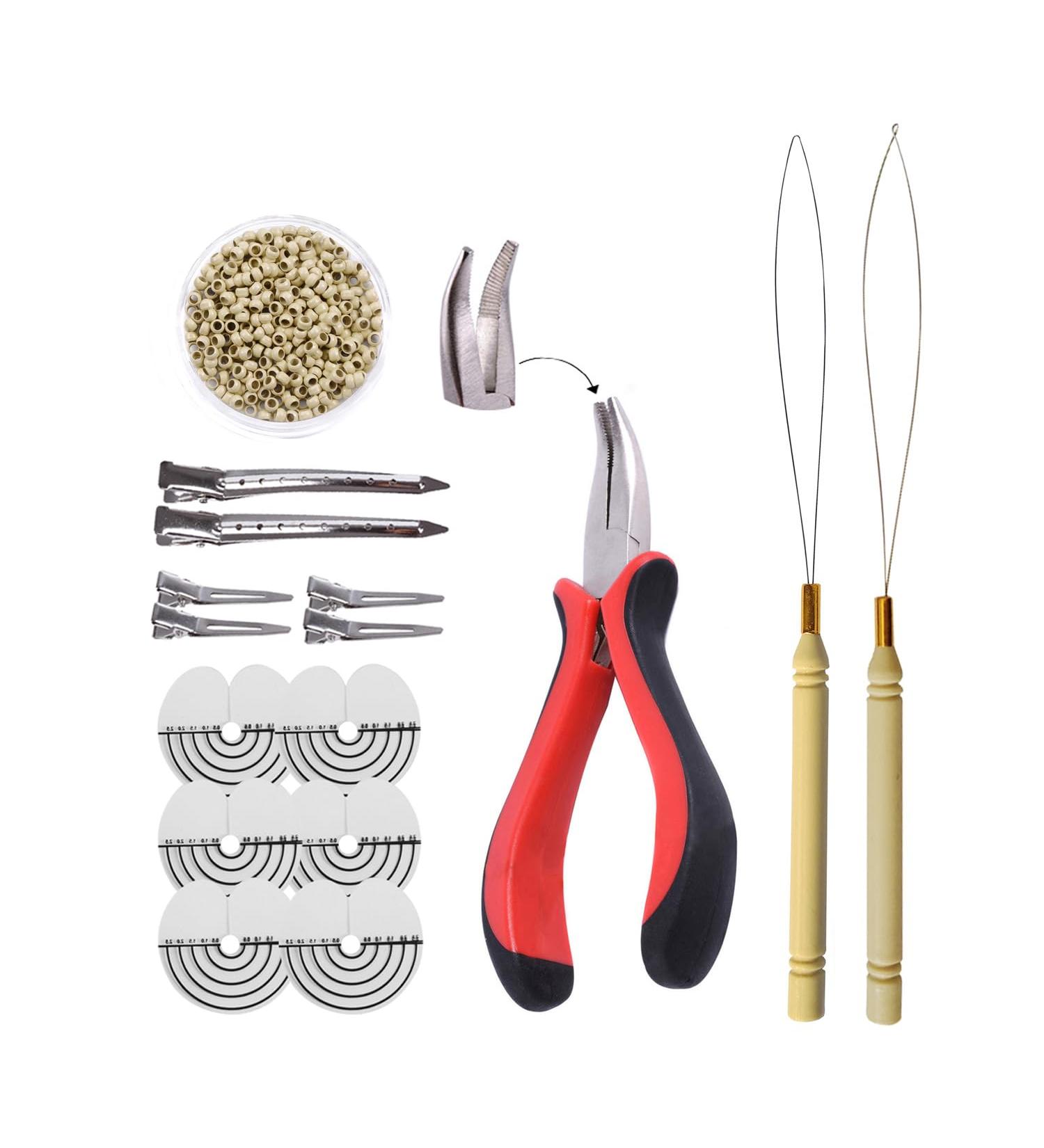 Hair Extensions Kit: I-tip Hair Pliers Pulling Needle Loop Threader and 500 Pieces 2.5mm Hair Extension Nano Beads Rings (Blonde) - Buy Online on GoSupps.com