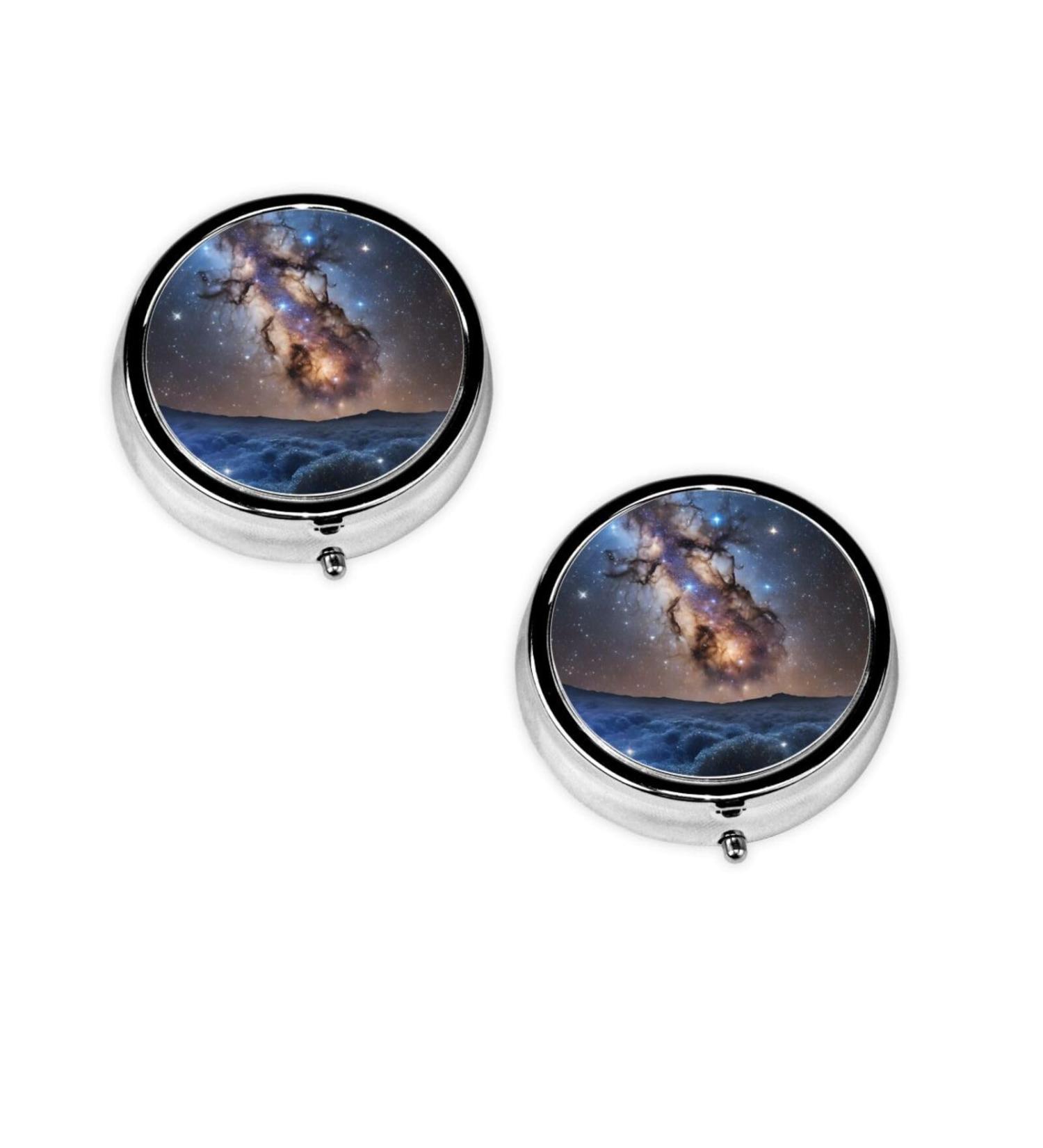 Buy Universe Galaxy Space Printed Mini Round Pill Box - 3 Compartment Travel Organizer for Home & Office - Buy Online on GoSupps.com