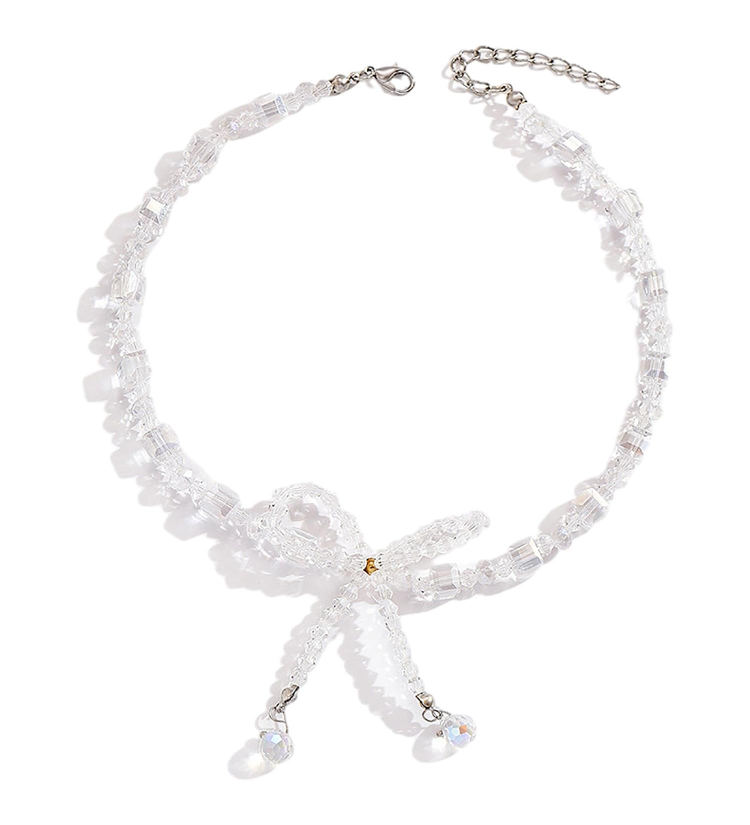 Oralgo Stylish Crystal Loop Trailer Necklace - Elegant Pearl Choker for Parties | Unique Design & Charm - Buy Online on GoSupps.com