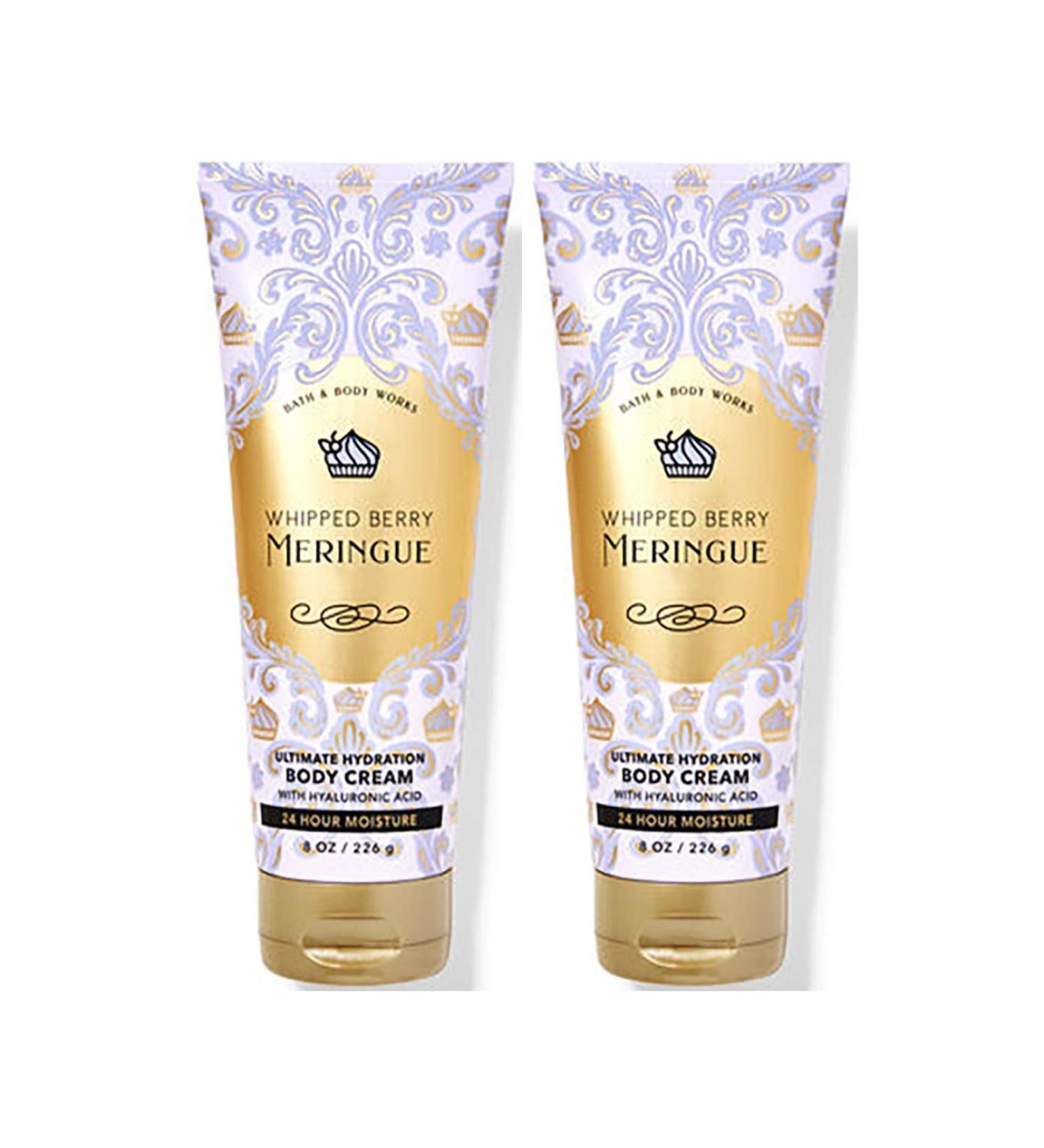 Bath and Body Works Whipped Berry Meringue Body Cream Ultimate Hydration Gift Set For Women 2 Pack 8 Oz. (Whipped Berry Meringue)