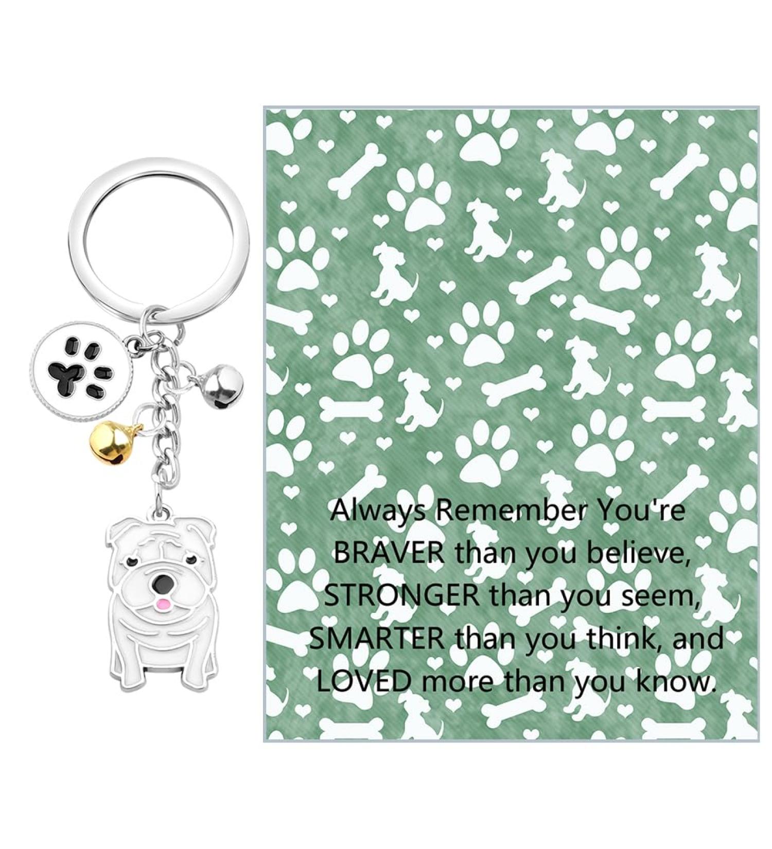 Ensianth Dog Keychain Perfect Gift for Dog Lovers | Puppy Paw Print Keyring for Dog Owners & Moms | White Pug Keychain - Buy Online on GoSupps.com