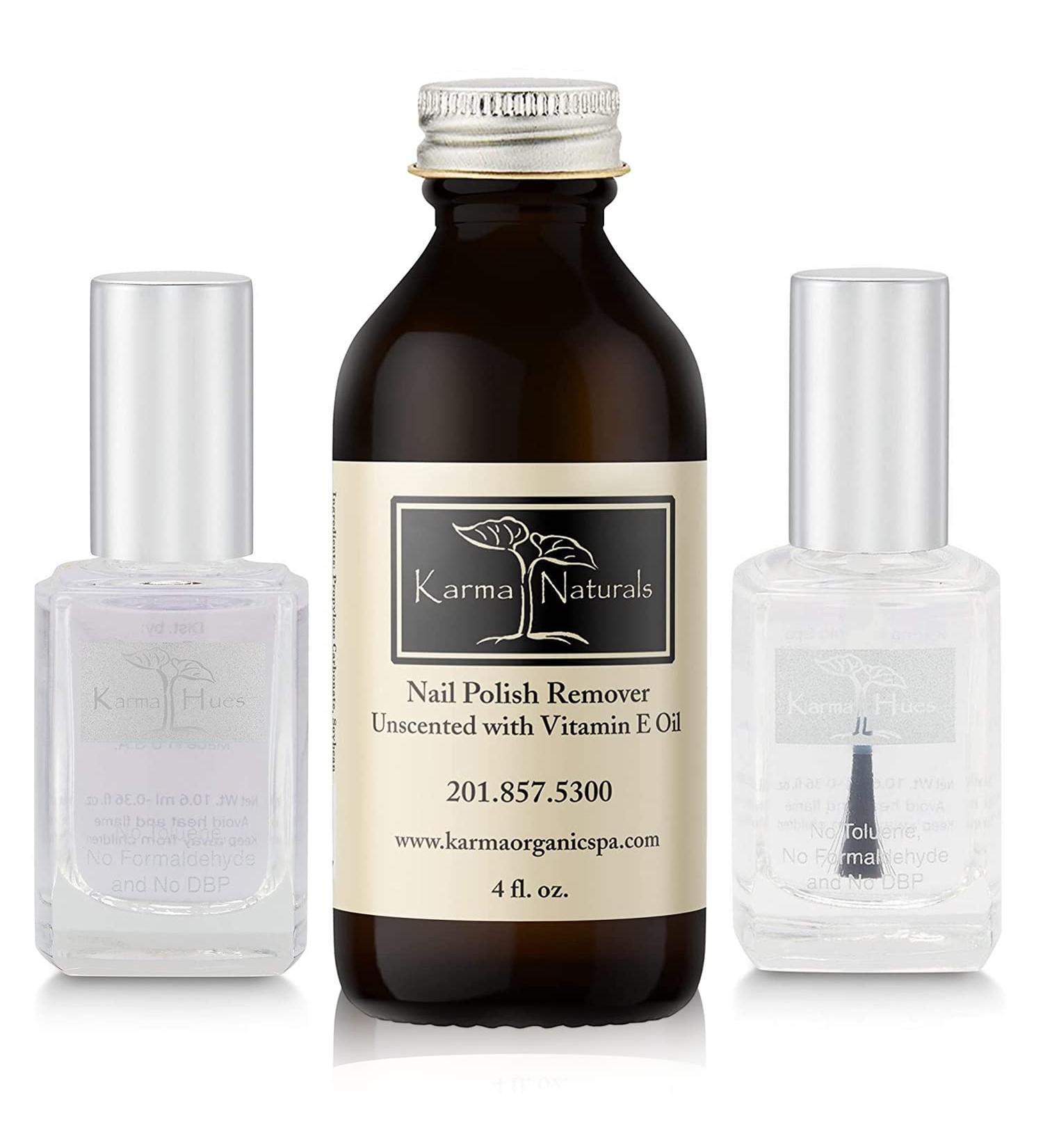 Karma Organic Unscented Nail Polish Remover - Non-Toxic Vegan Formula (Top/Triple Base) - Cruelty-Free Nail Treatment - Buy Online on GoSupps.com