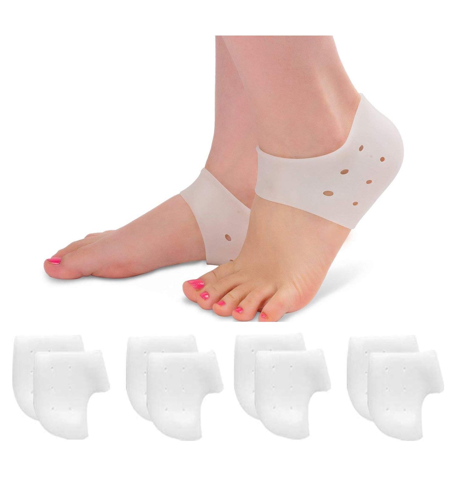4 Pairs Silicone Heel Cups for Plantar Fasciitis & Dry Cracked Heels - Buy Online on GoSupps.com