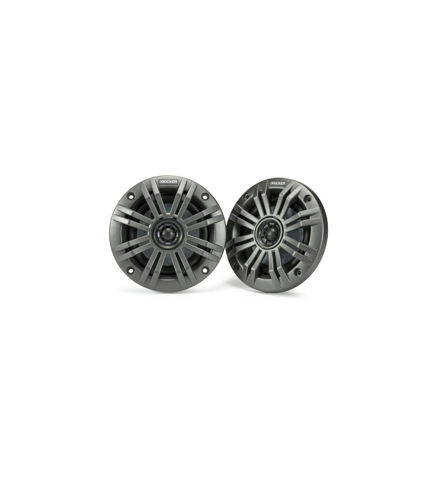 KICKER KM4 4-Inch Marine Coaxial Speakers with Tweeters - 2 Ohm - Charcoal/White Grilles - Buy Online on GoSupps.com