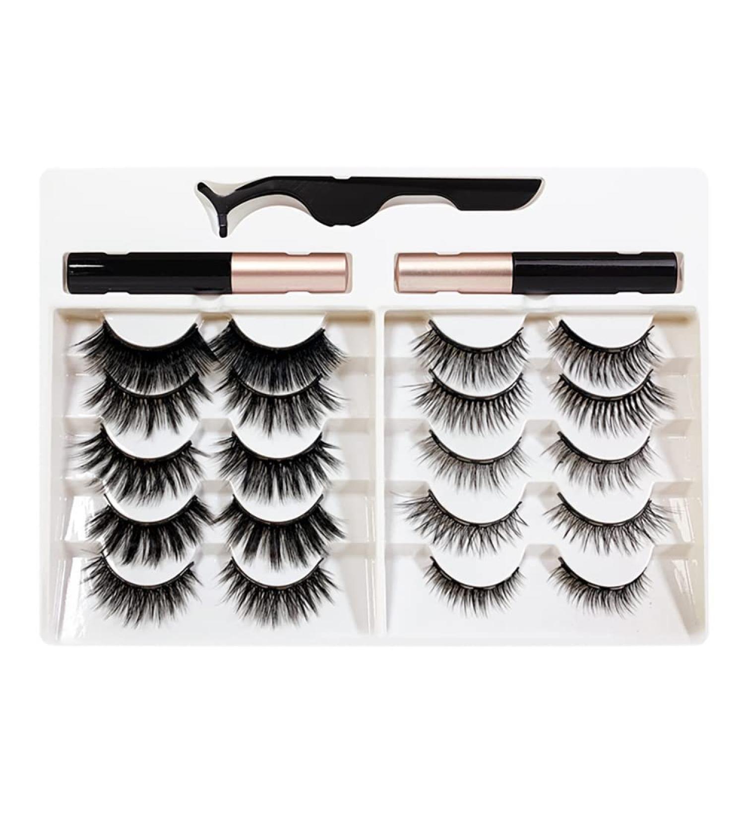 Desikixudy Magnetic Eyelashes with Eyeliner Kit 10 Pairs Reusable Magnetic Eyelashes 3D Magnetic False Eyelashes(A) - Buy Online on GoSupps.com