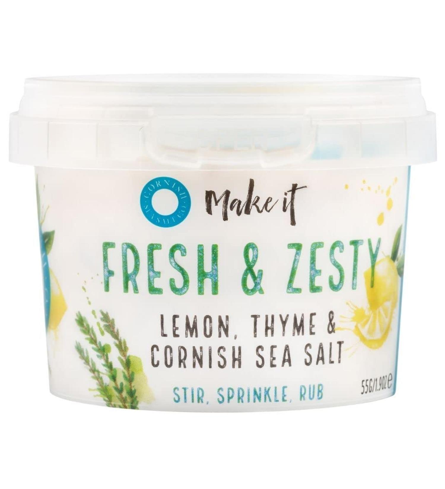 Cornish Sea Salt Lemon & Thyme - Pinch Pot - Pack of 3 x 55g - Buy Online on GoSupps.com