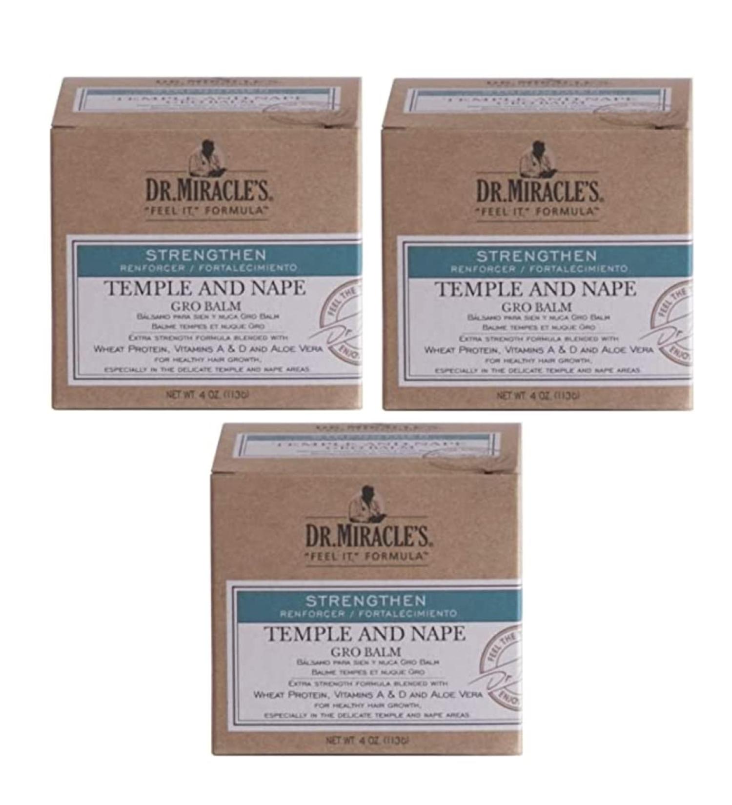 Dr. Miracle's Temple and Nape Gro Balm 4 oz - Bundle of 3 | Promote Hair Growth and Strength - Buy Online on GoSupps.com