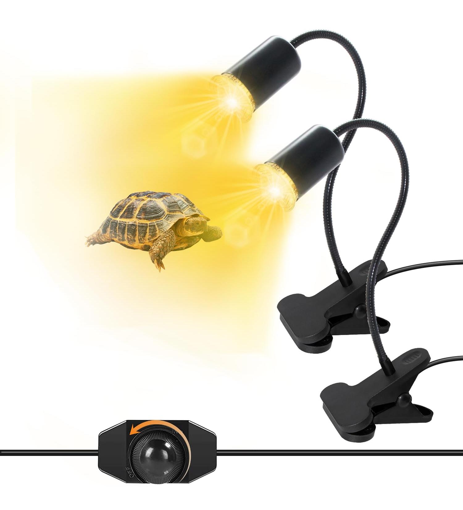 2-Piece Turtle Heat Lamp for Reptiles - UV Heat Spot Lamp with Clip & 240cm Cable - E27 Reptile Heating Lamp for Aquariums Snakes & Chameleons (No Bulb) - Ideal for Turtle Terrariums - Buy Online on GoSupps.com