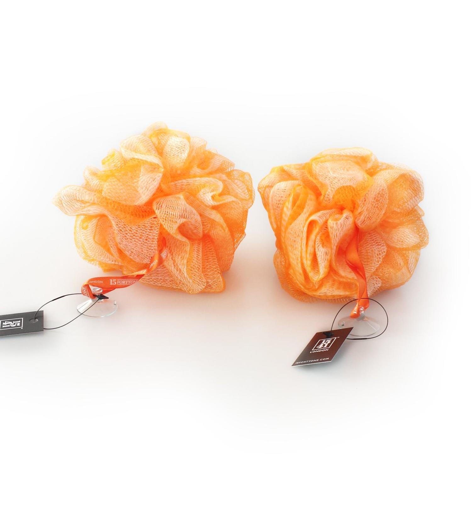 1541 London Exfoliating Bath & Shower Body Puff/Scrunchie/Buffer TWIN PACK (Tangerine Orange) - Buy Online on GoSupps.com
