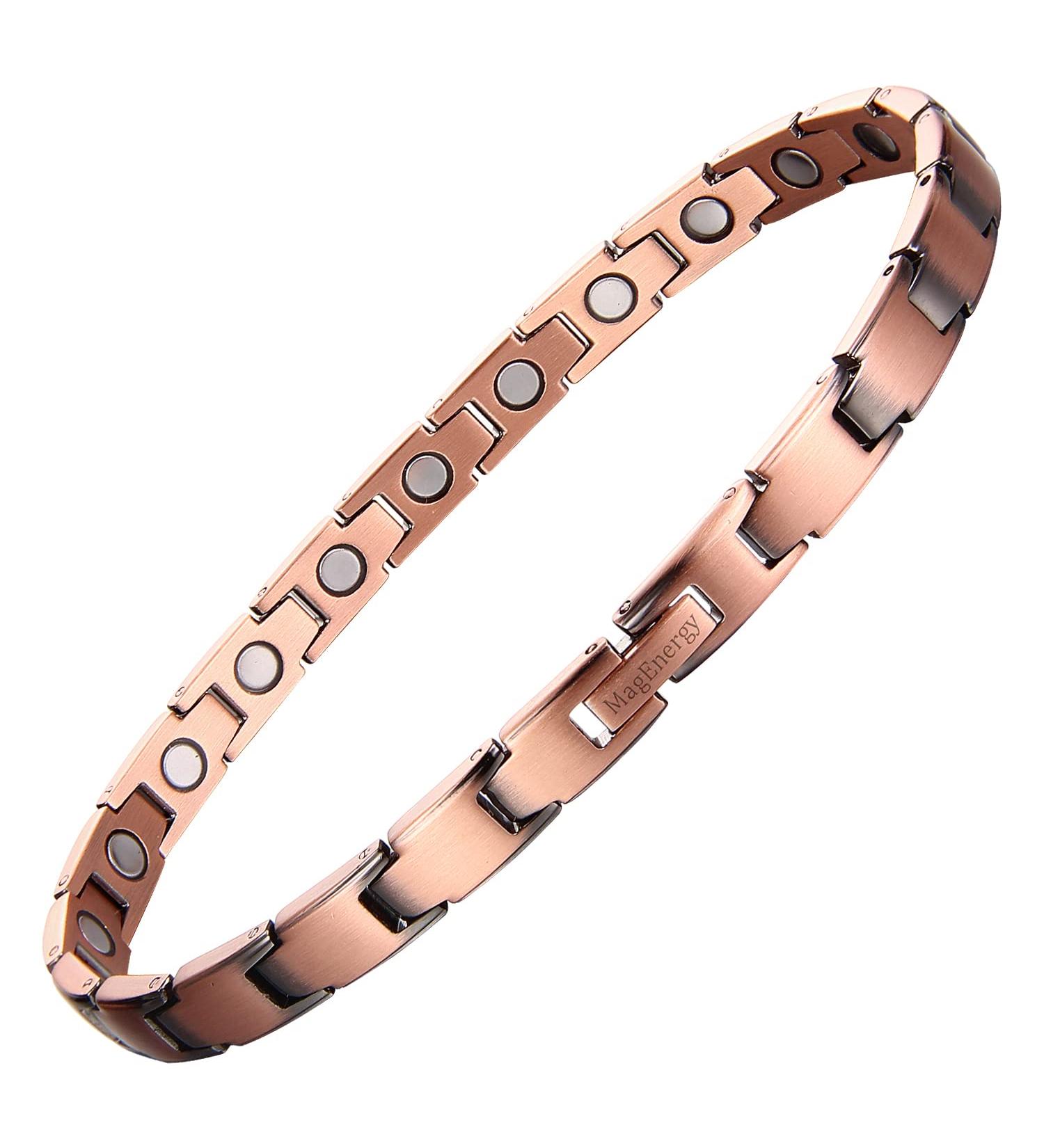 MagEnergy Copper Magnetic Bracelet for Women - Adjustable with Strong Magnets for Lymph Detox - Buy Online on GoSupps.com