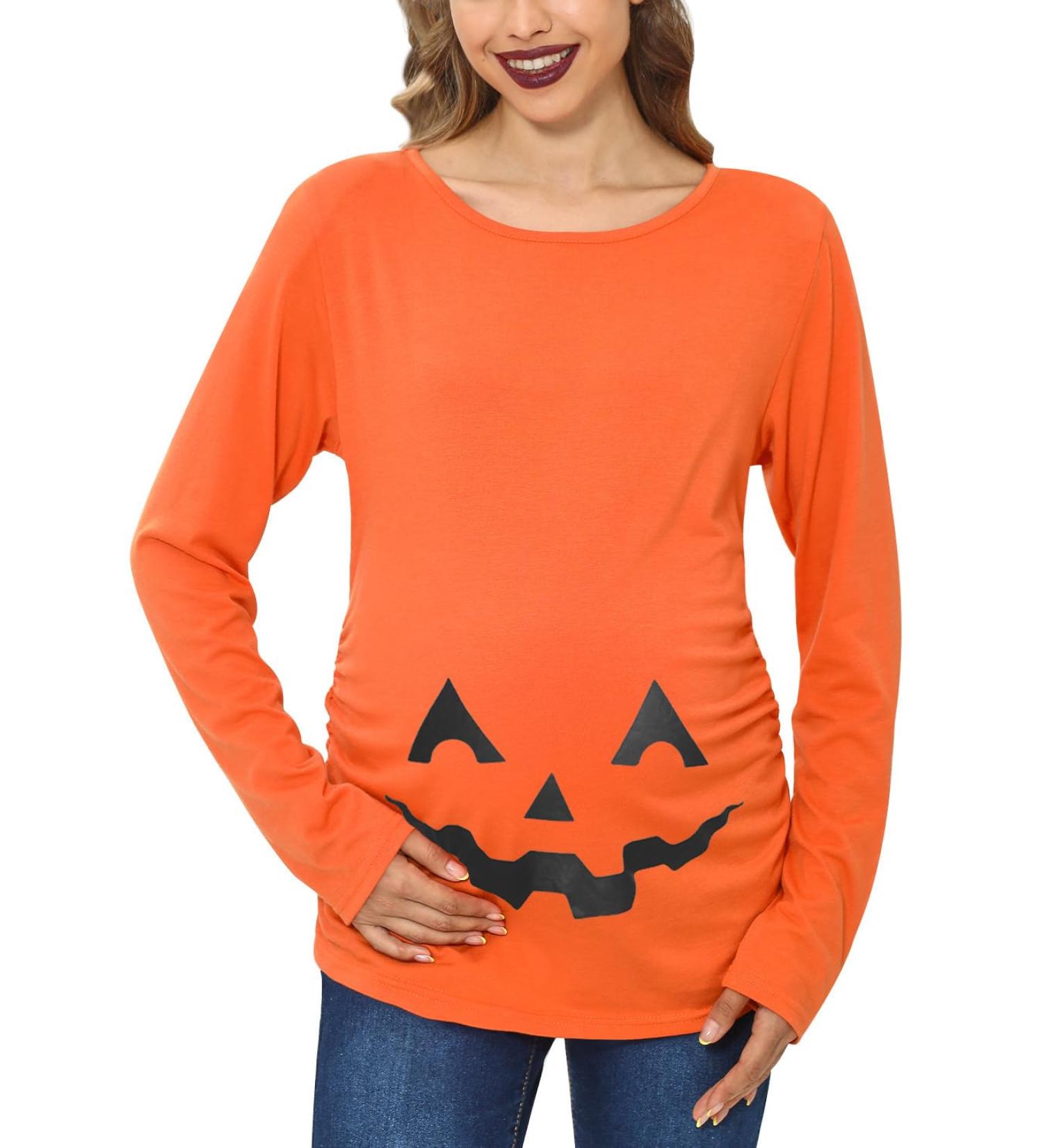G and PL Halloween Women's Long Sleeve Maternity Costume Top - Funny XL Orange Pumpkin Design - S-XXL Sizes Available - Buy Online on GoSupps.com