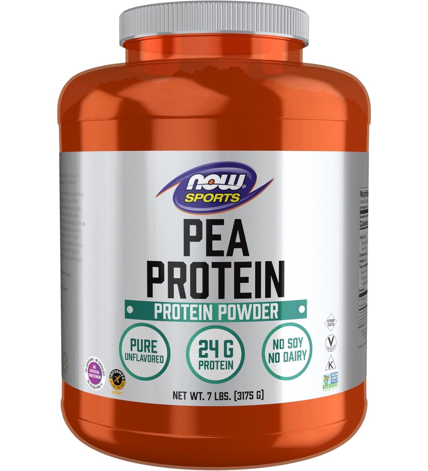 NOW Sports Pea Protein Natural Unflavored Powder 7-Pound - Buy Online on GoSupps.com