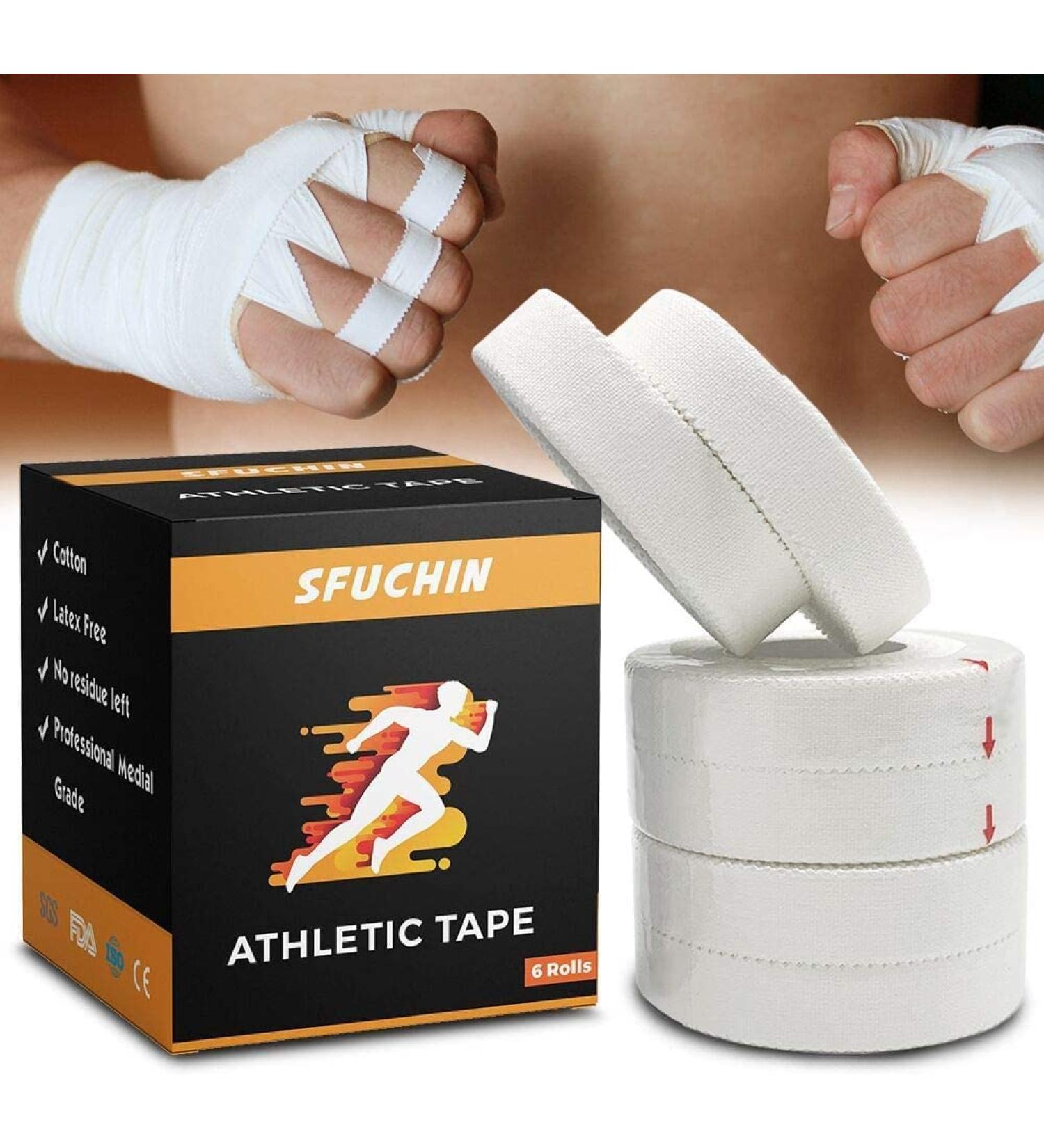 White Athletic Tape (6 Pack 0.5" 10 Yards) - Finger Tape - Medical Tape - Foot Tape - No Sticky Residue & Easy to Tear - for Rock Climbing  Jiu-Jitsu  Grappling  Martial Arts  Hockey Stick  Lifters 0.5 Inch (Pack of 6) - Buy Online on GoSupps.com