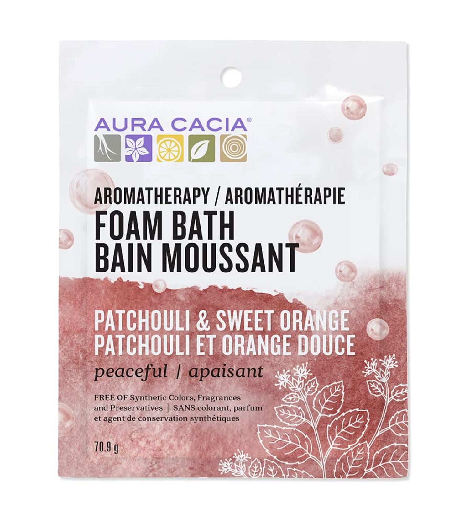 Aura Cacia Peaceful Patchouli & Sweet Orange Aromatherapy Foam Bath 70.9g Packet - Buy Online on GoSupps.com