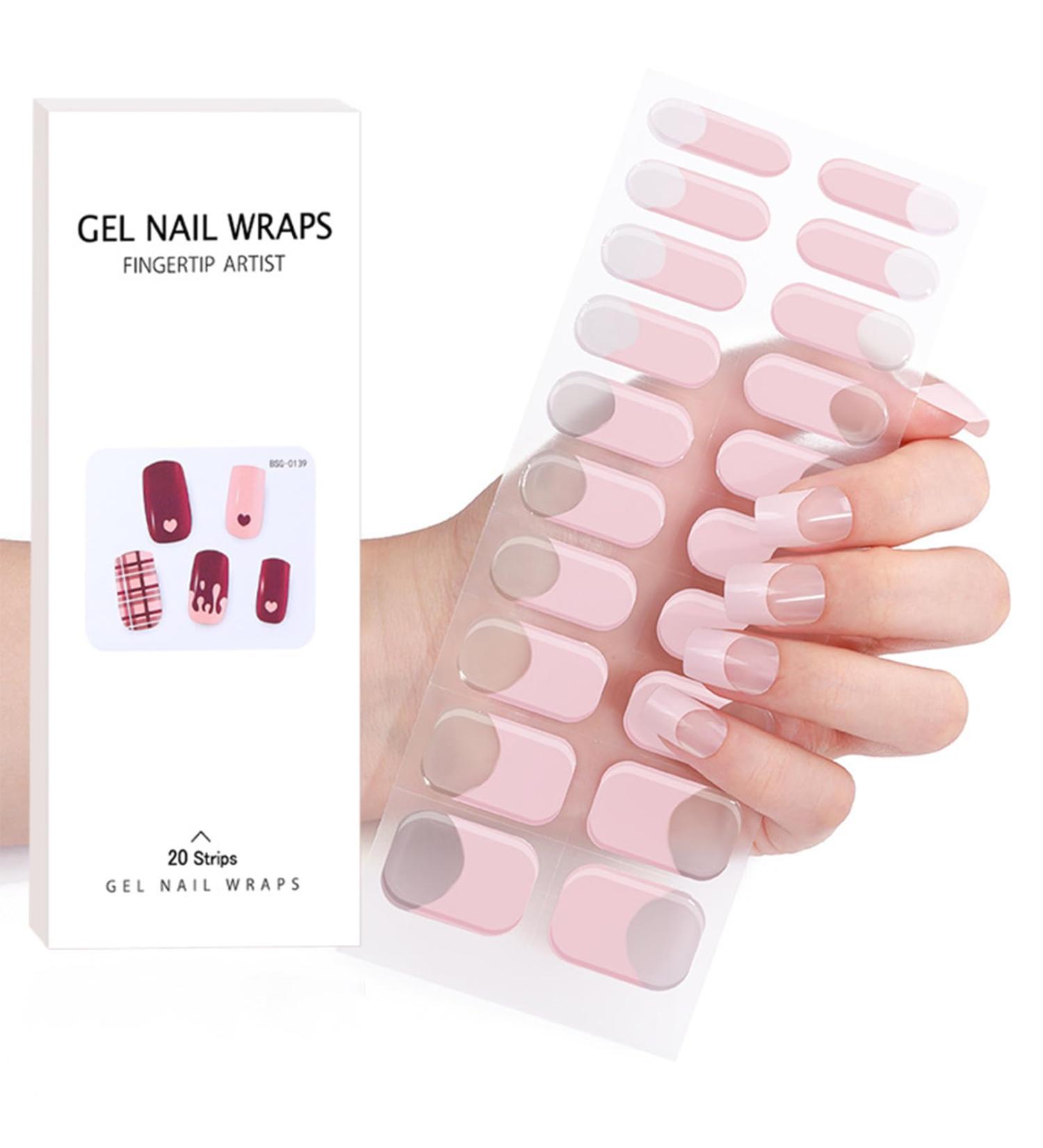 Semi Cured Gel Nails Strips 20 Stickers Nail Wraps Soft Long Lasting Self-Adhesive Gel Nail Stickers Waterproof Salon-Quality Gel Nail Strips for Nails French Tip Manicure UV/LED Lamp Required - Buy Online on GoSupps.com