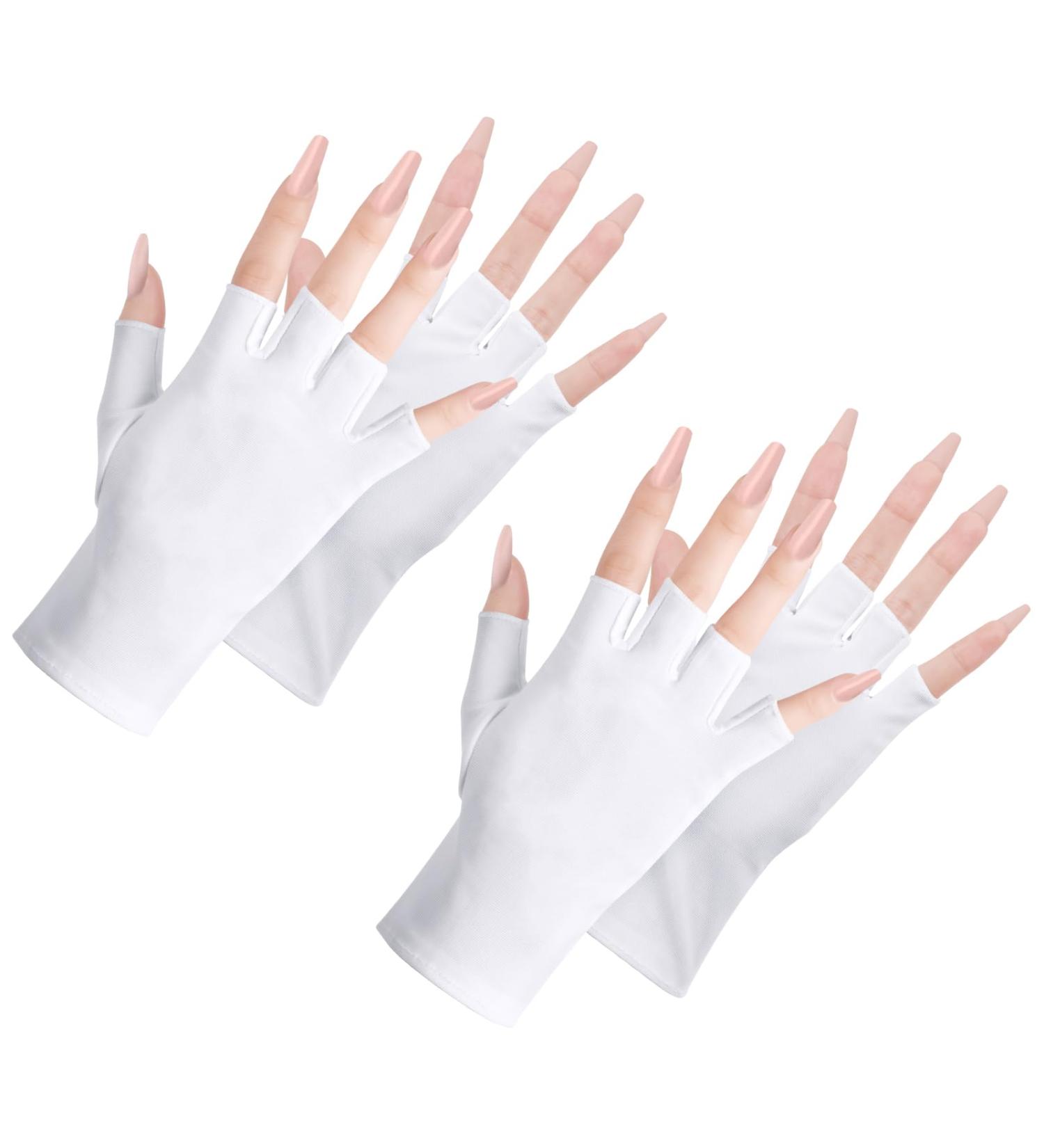 ACWOO UV Gloves for Gel Nails 2 Pair UV Protection Gloves for Manicures Anti UV Gloves for Nail Lamp Manicures Dryer Nail Skin Care Fingerless UV Protection Gloves Protect Hands from UV Harm 2 Pairs White - Buy Online on GoSupps.com