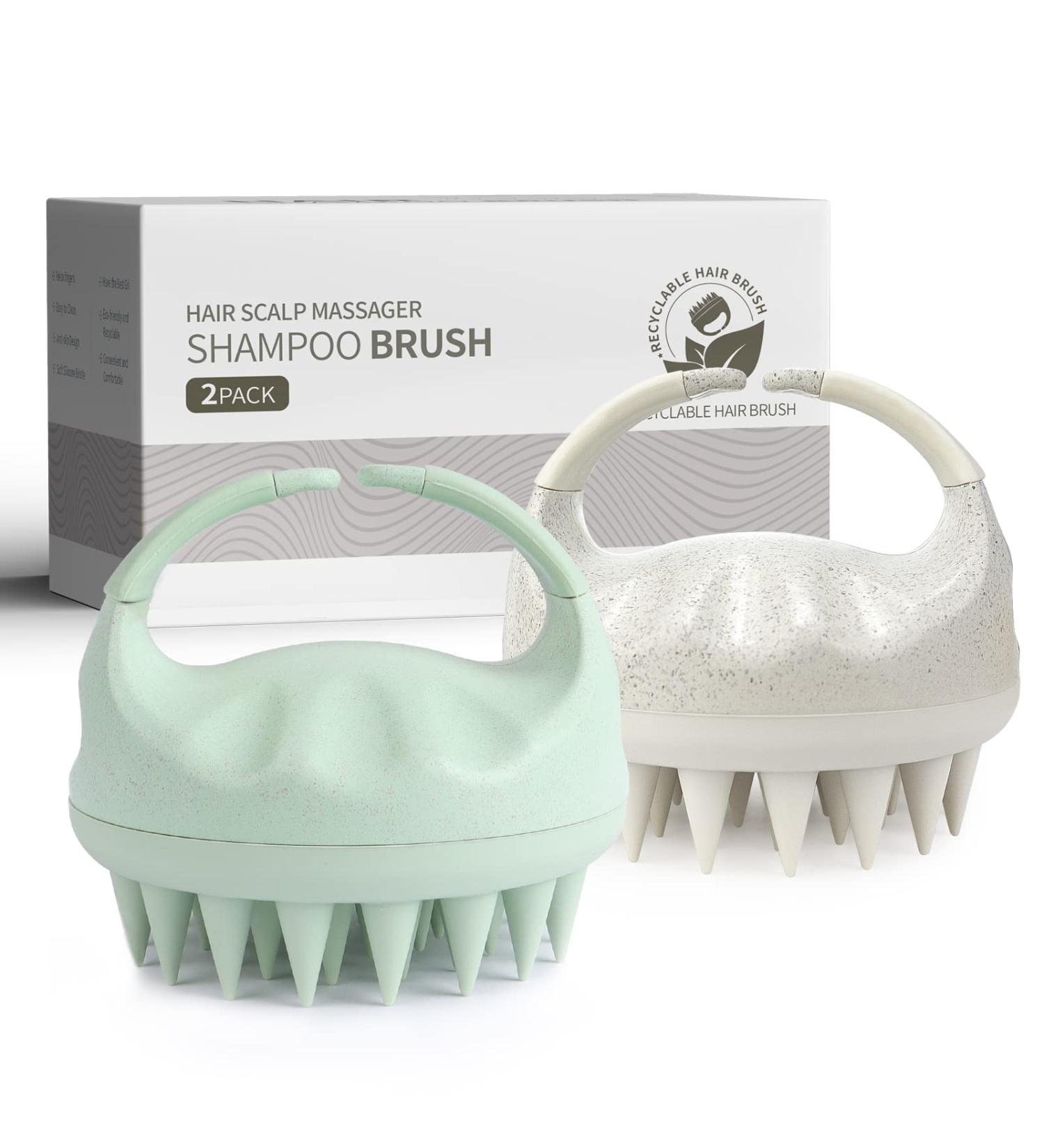 Sndyi Scalp Massage Brush - 2PCS Silicone Shampoo Brush for Dandruff Relief & Hair Growth | Wet & Dry Use - Red & Beige - Buy Online on GoSupps.com